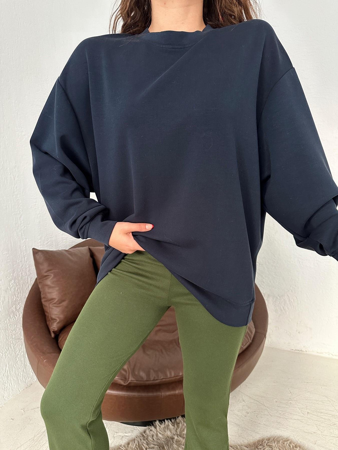 Bisiklet Yaka Modal Kumaş Sweatshirt LACİVERT