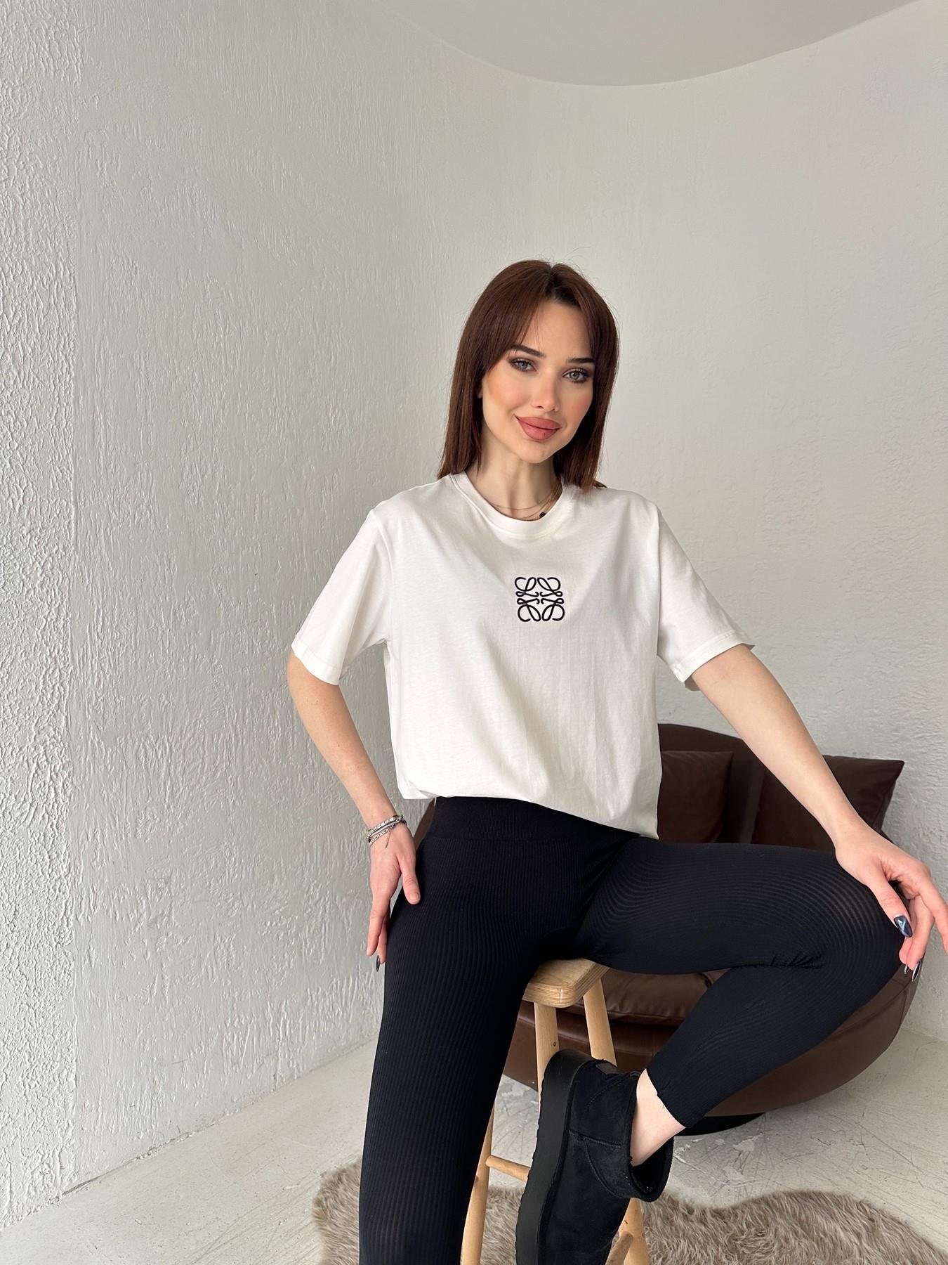 Bisiklet Yaka Nakışlı Tişört EKRU