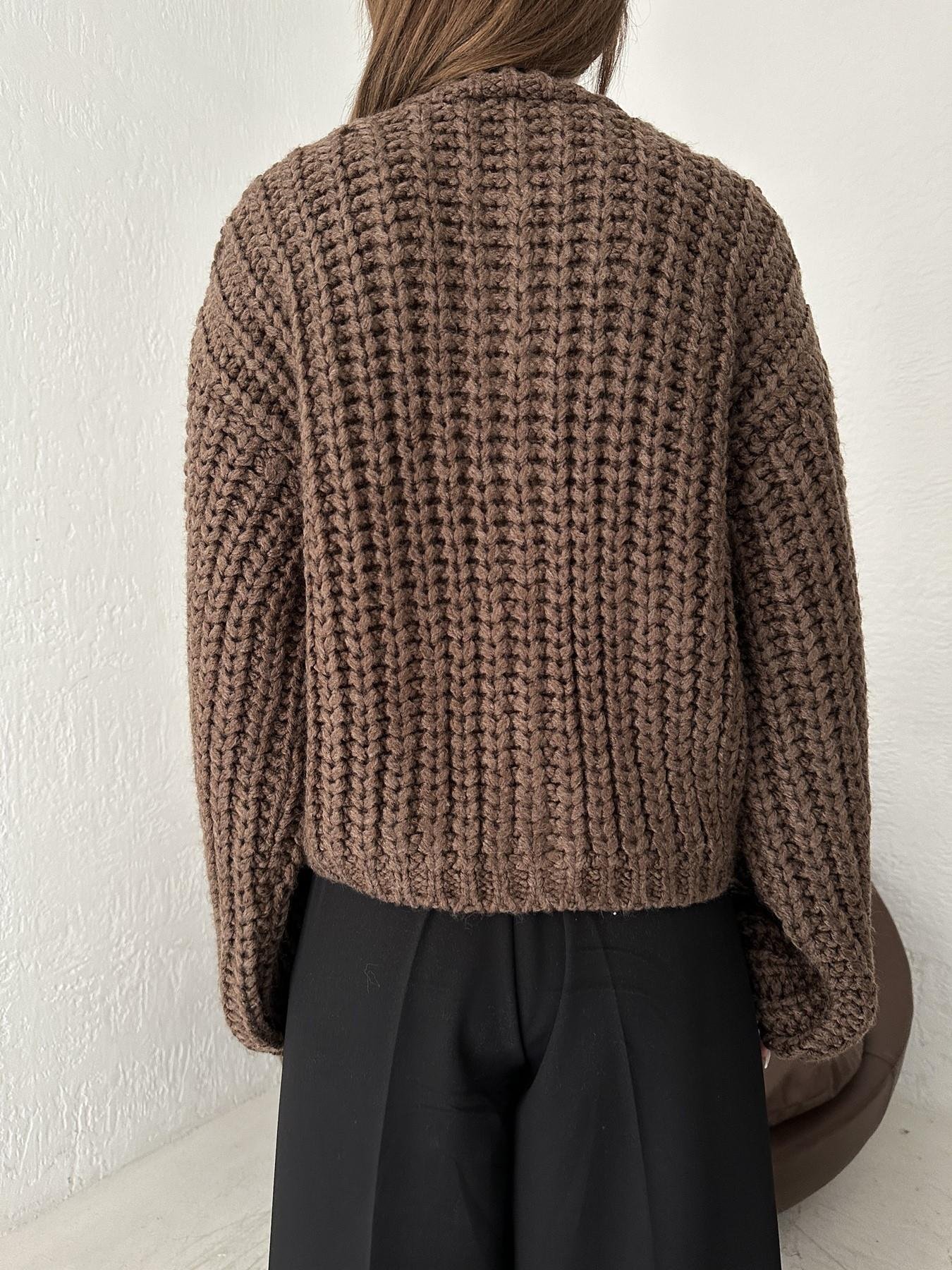 Bisiklet Yaka Örgü Triko Hırka KAHVE