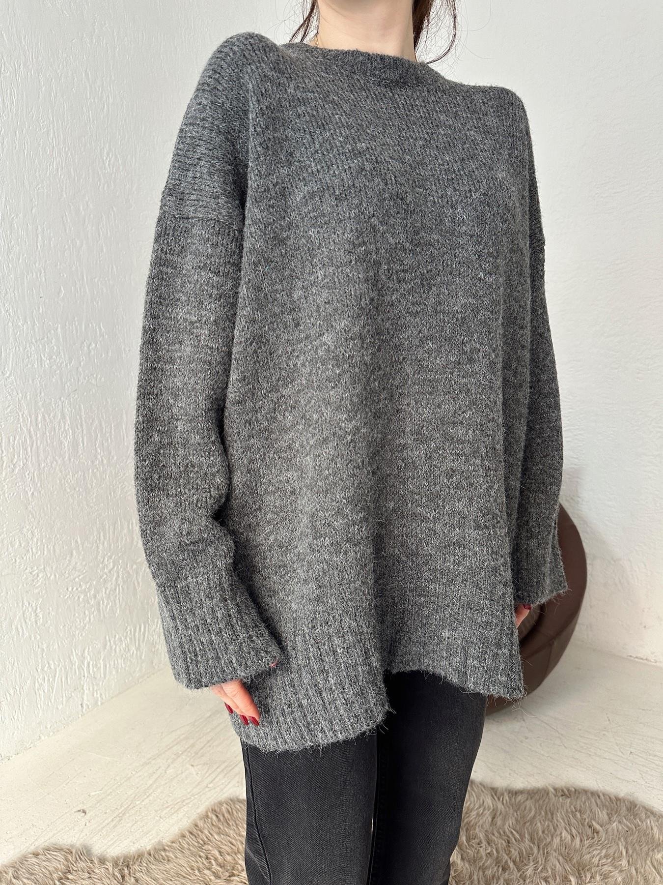 Bisiklet Yaka Oversize Kazak ANTRASİT