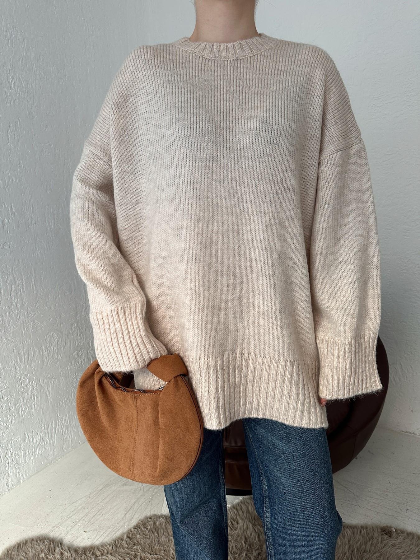 Bisiklet Yaka Oversize Kazak TAŞ