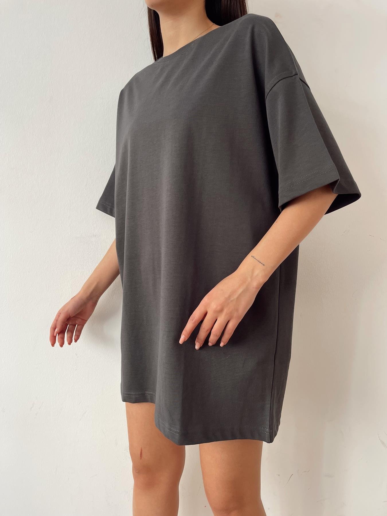 Bisiklet Yaka Oversize Tişört ANTRASİT