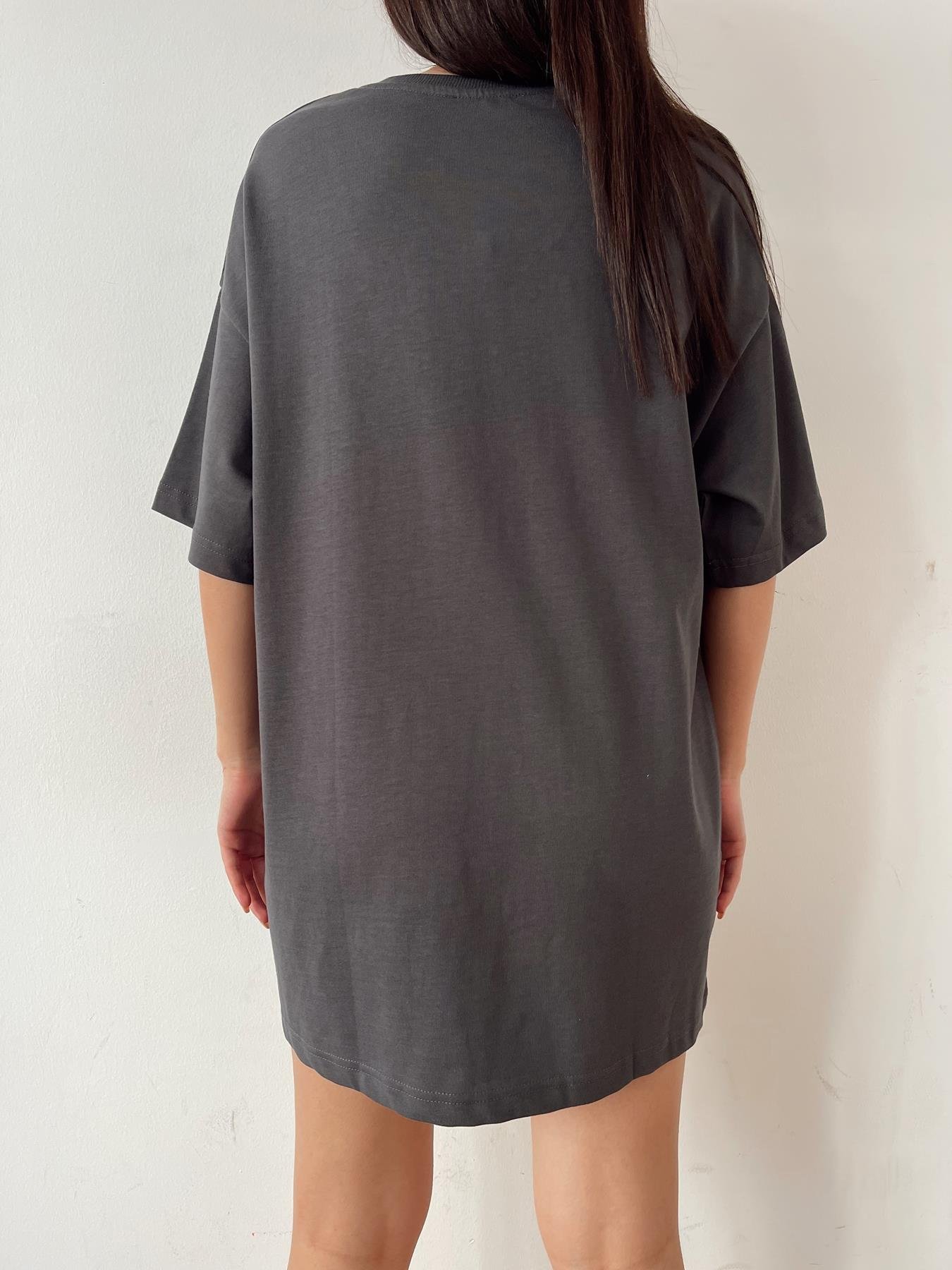 Bisiklet Yaka Oversize Tişört ANTRASİT