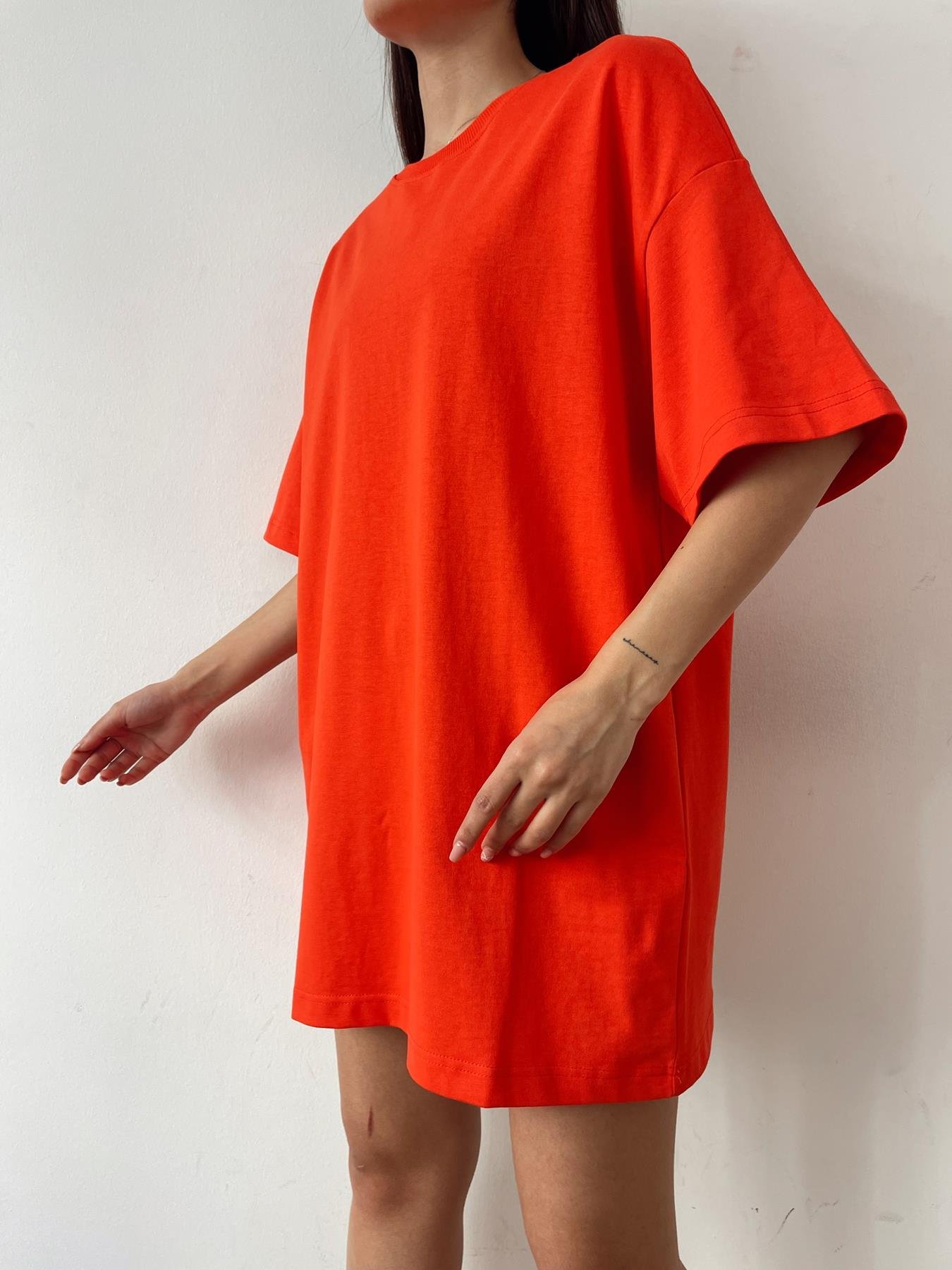 Bisiklet Yaka Oversize Tişört KIRMIZI