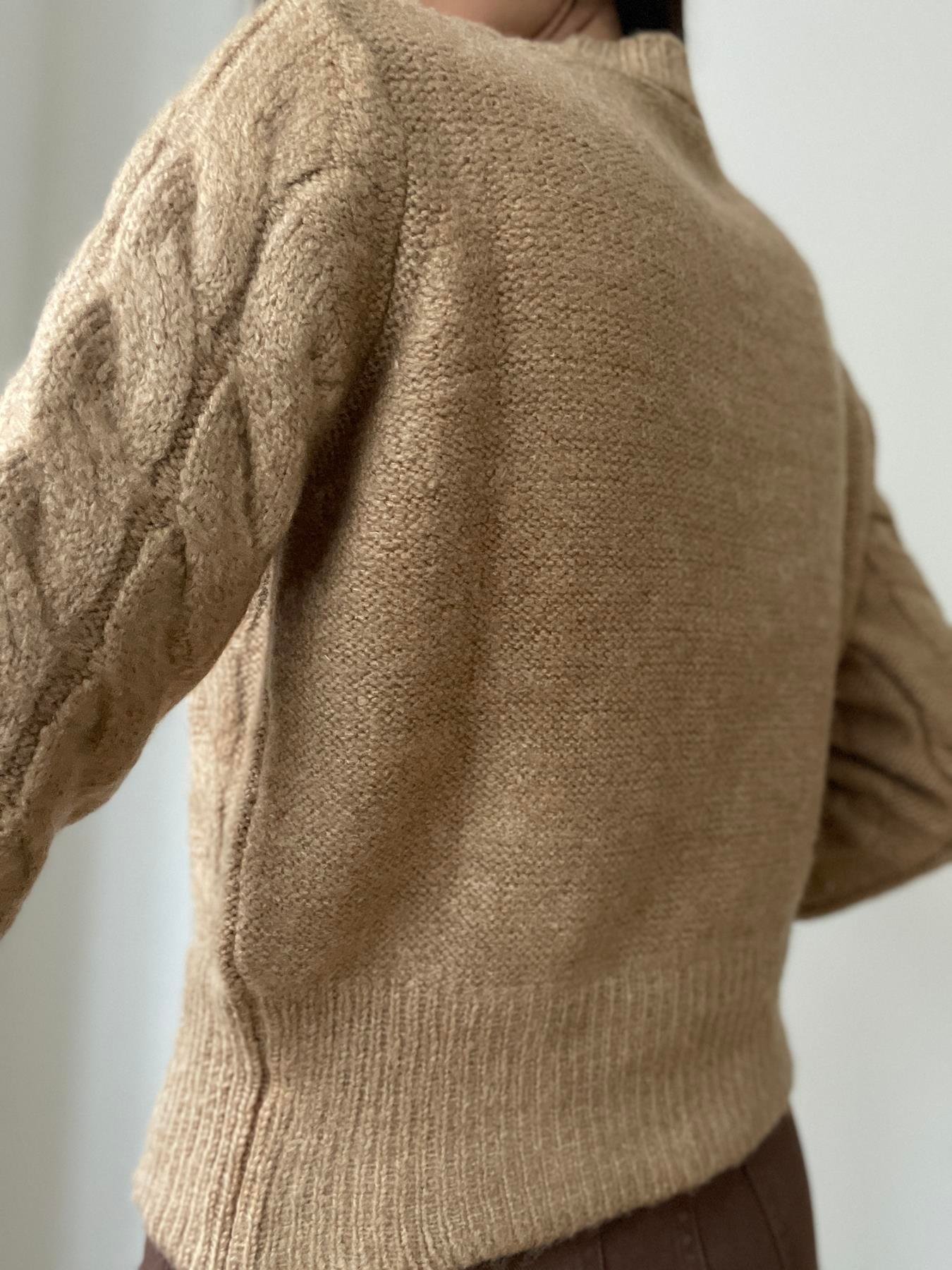 Bisiklet Yaka Saç Örgü Kazak CAMEL