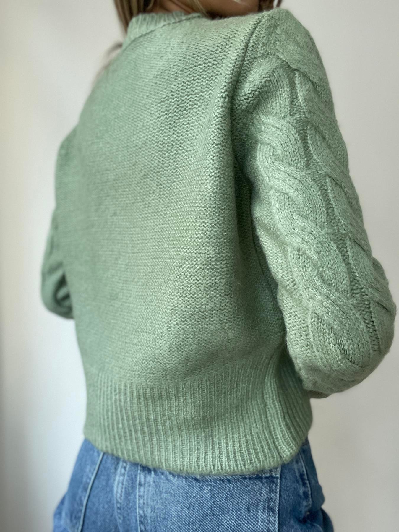 Bisiklet Yaka Saç Örgü Kazak MİNT