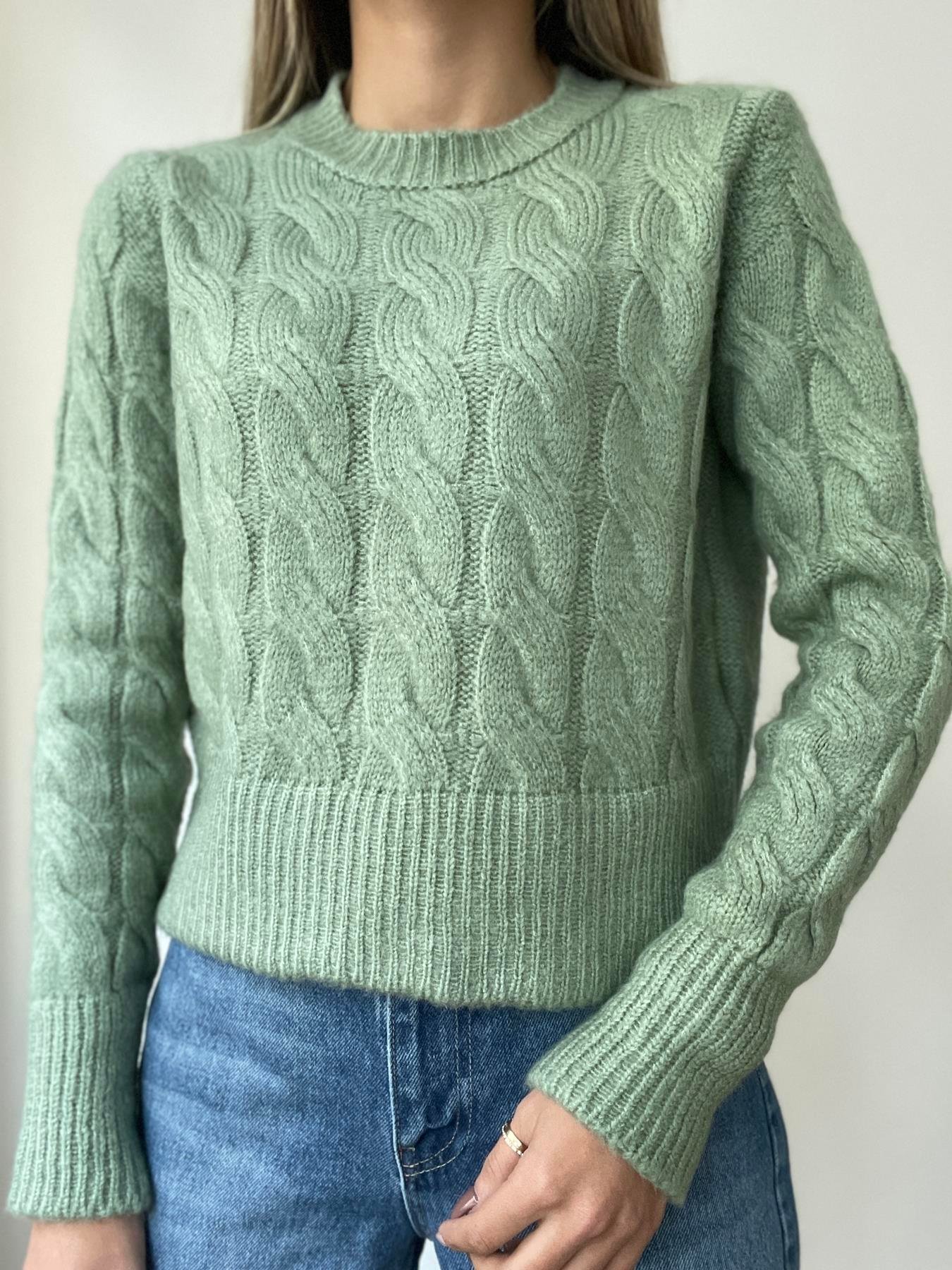 Bisiklet Yaka Saç Örgü Kazak MİNT