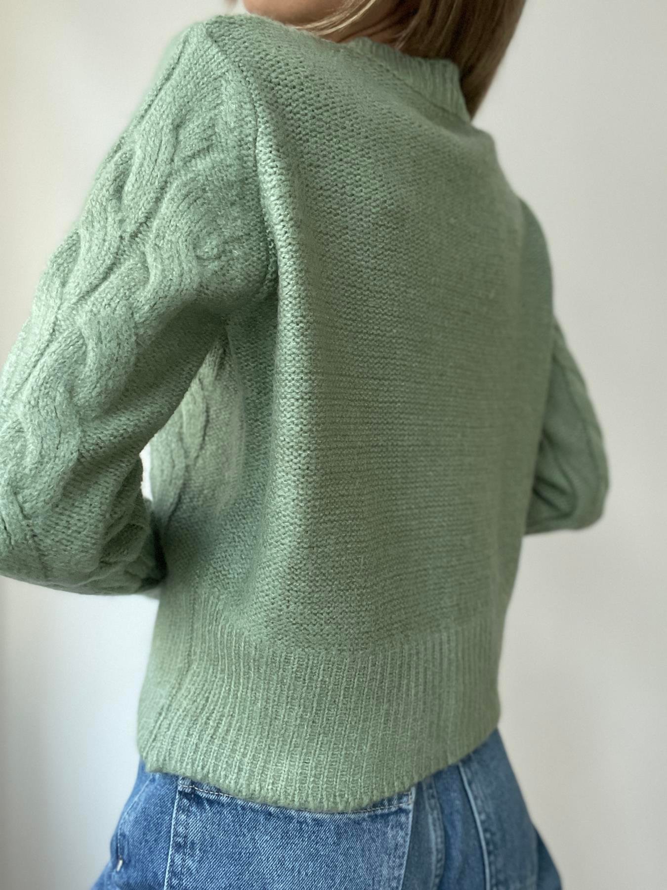 Bisiklet Yaka Saç Örgü Kazak MİNT