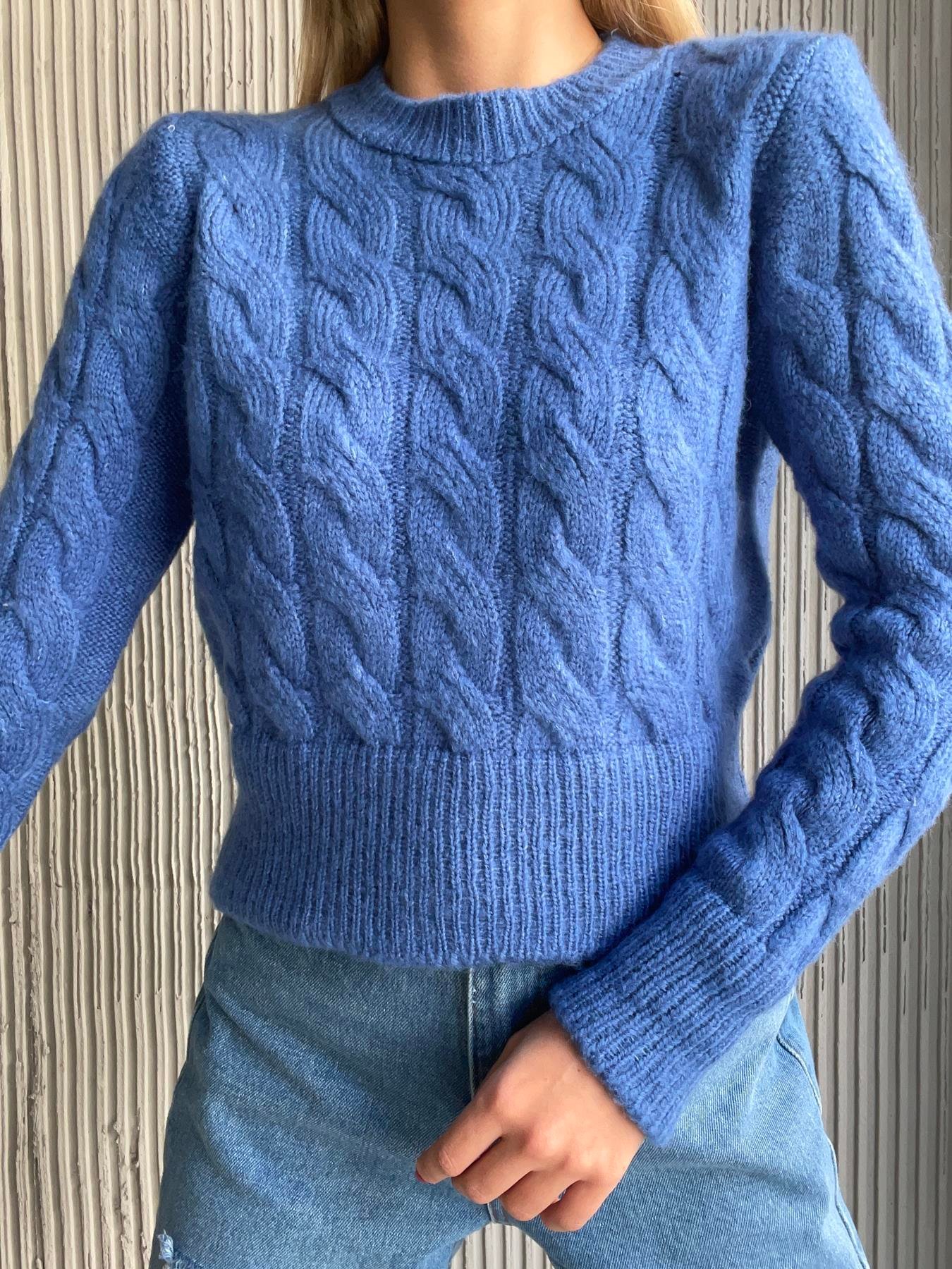 Bisiklet Yaka Saç Örgü Kazak SAKS