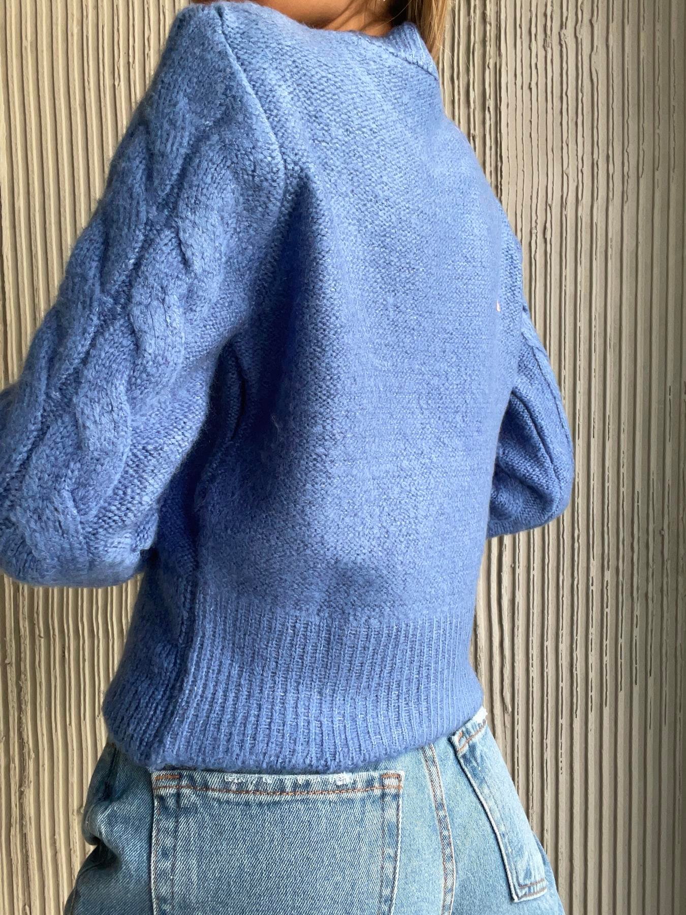 Bisiklet Yaka Saç Örgü Kazak SAKS