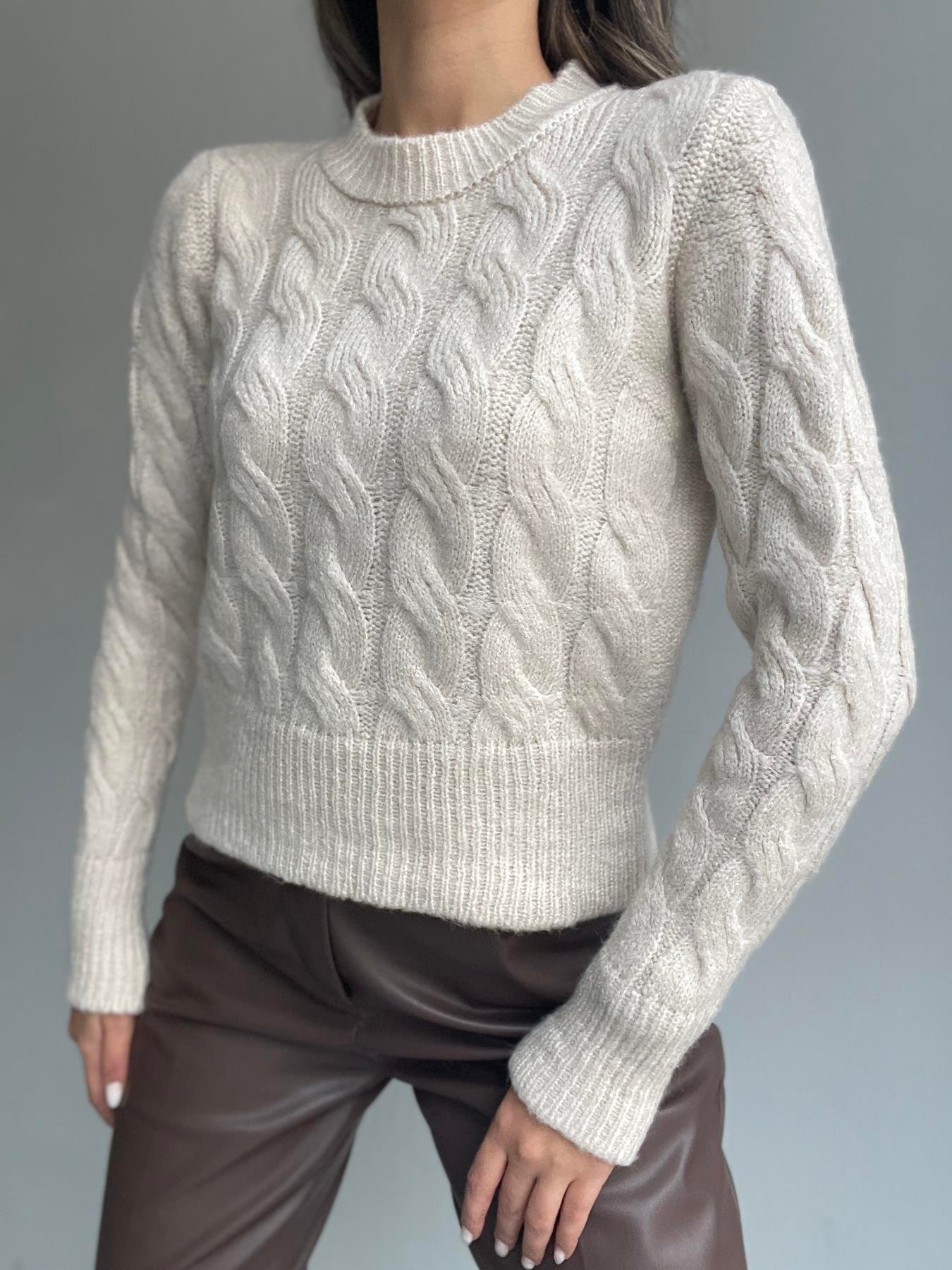 Bisiklet Yaka Saç Örgü Kazak TAŞ