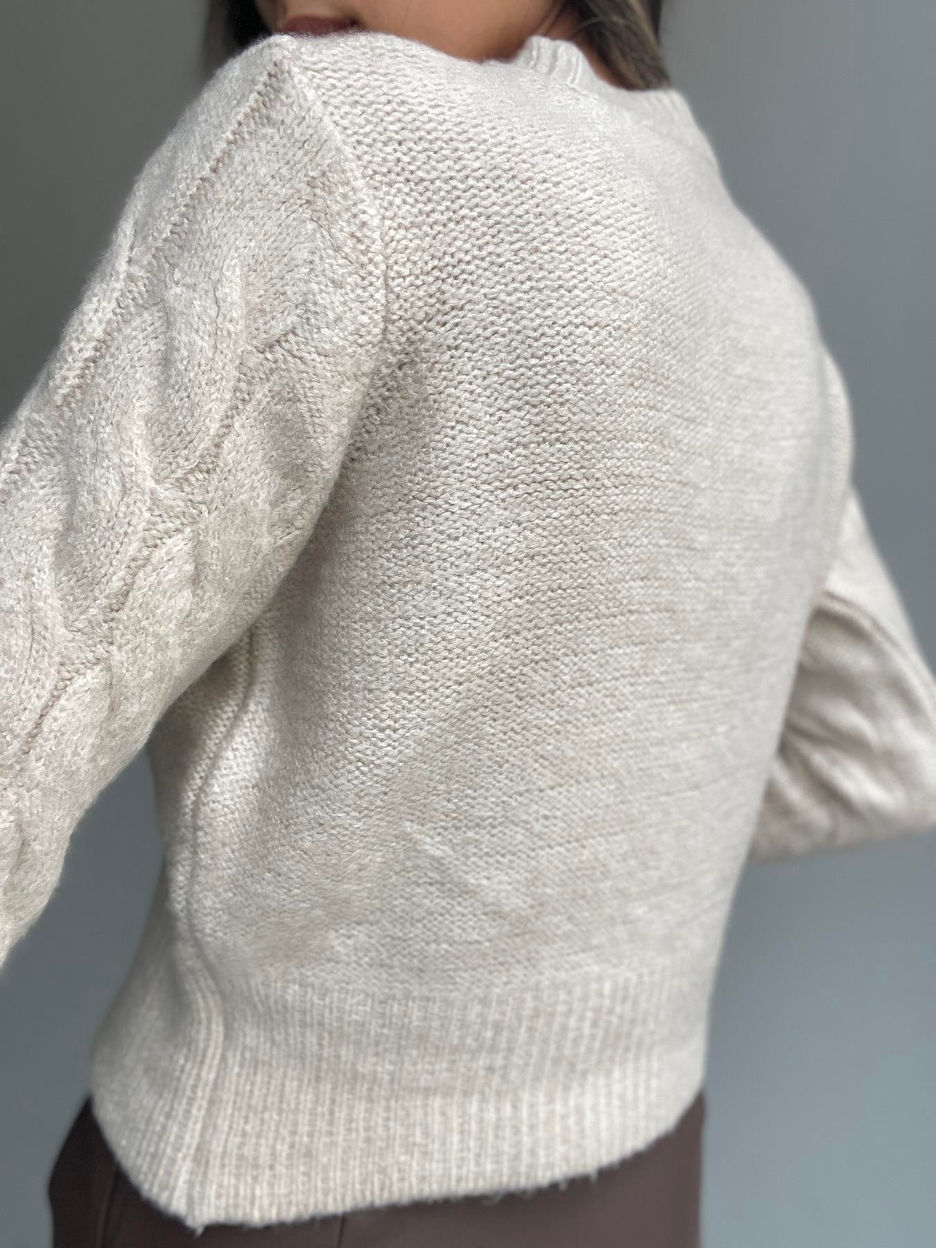 Bisiklet Yaka Saç Örgü Kazak TAŞ