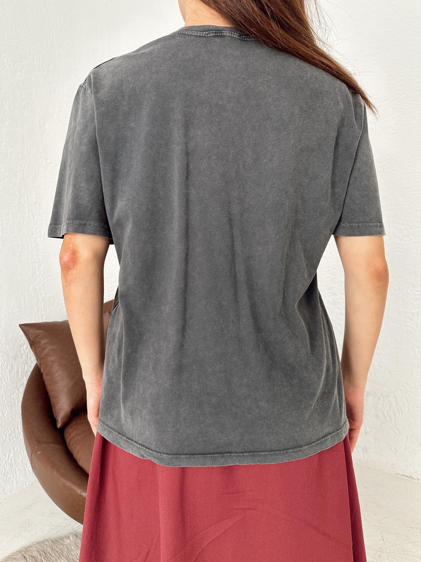 Bisiklet Yaka Taşlı Tişört ANTRASİT