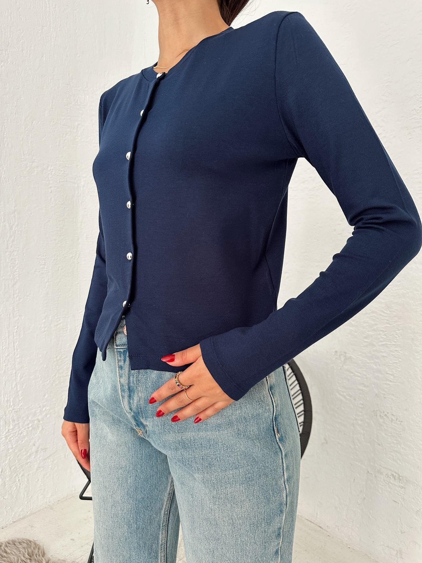 Bisiklet Yaka Triko Hırka LACİVERT