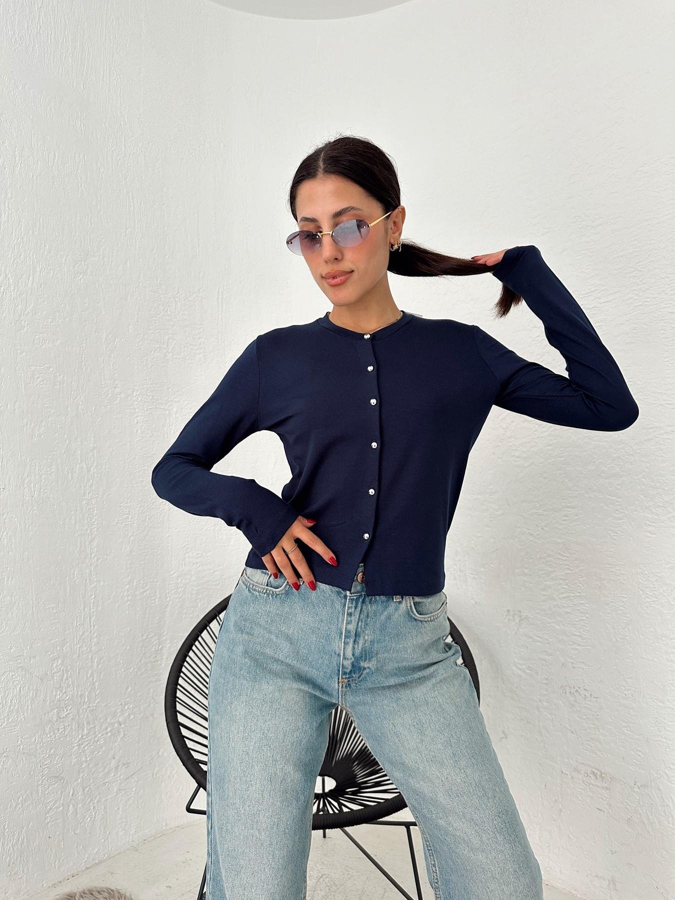 Bisiklet Yaka Triko Hırka LACİVERT