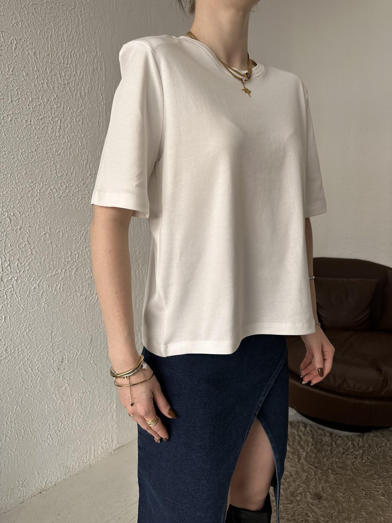 Bisiklet Yaka Vatkalı Tişört BEYAZ