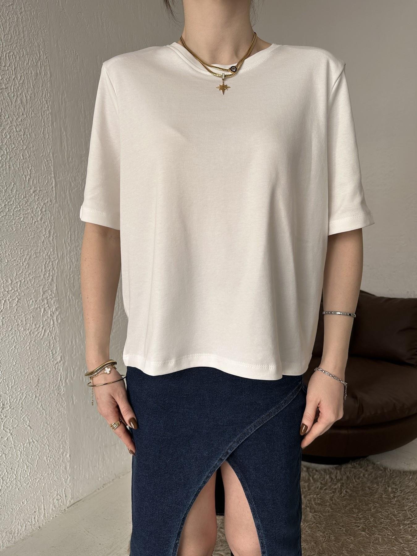 Bisiklet Yaka Vatkalı Tişört BEYAZ