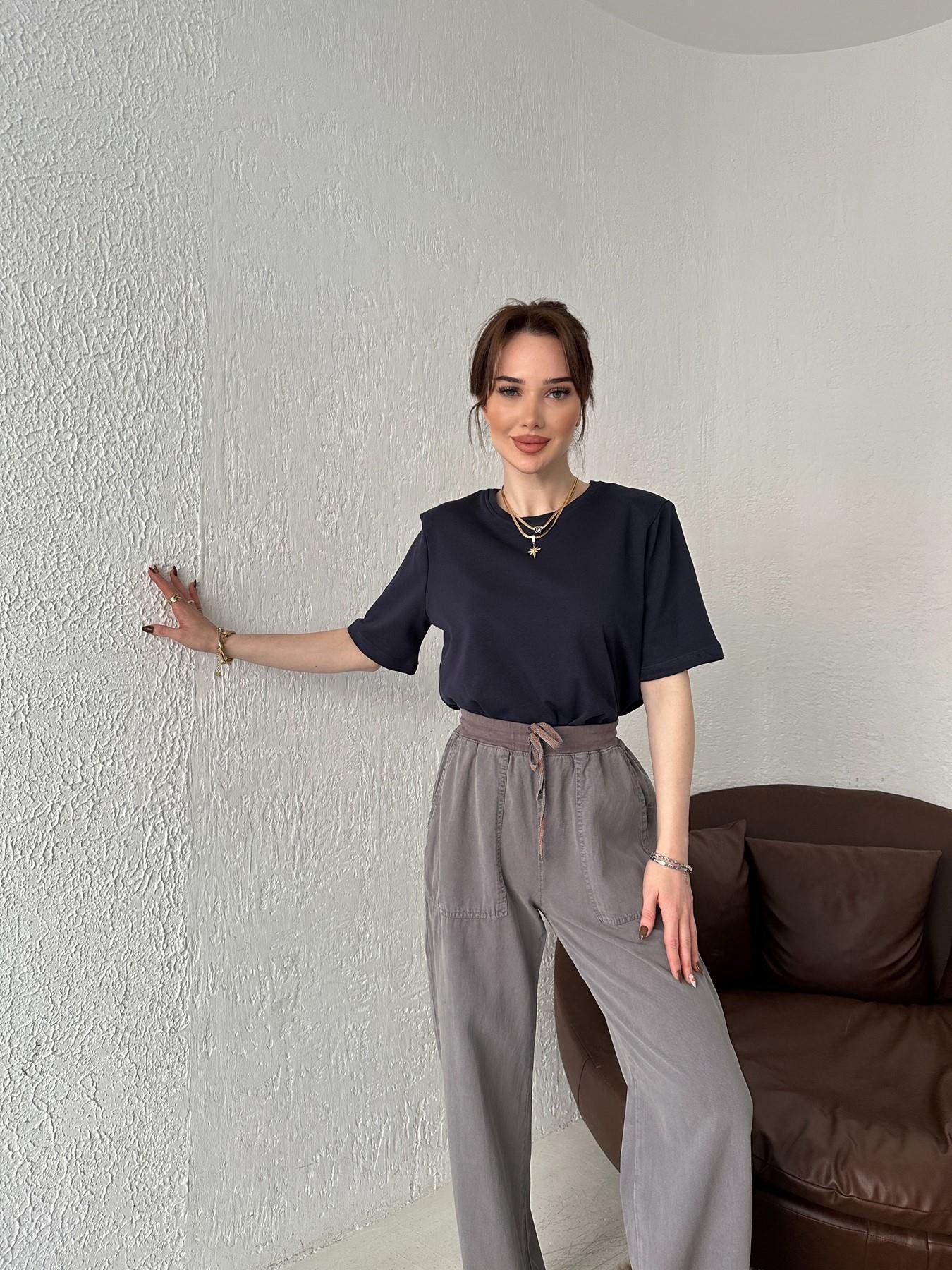 Bisiklet Yaka Vatkalı Tişört LACİVERT