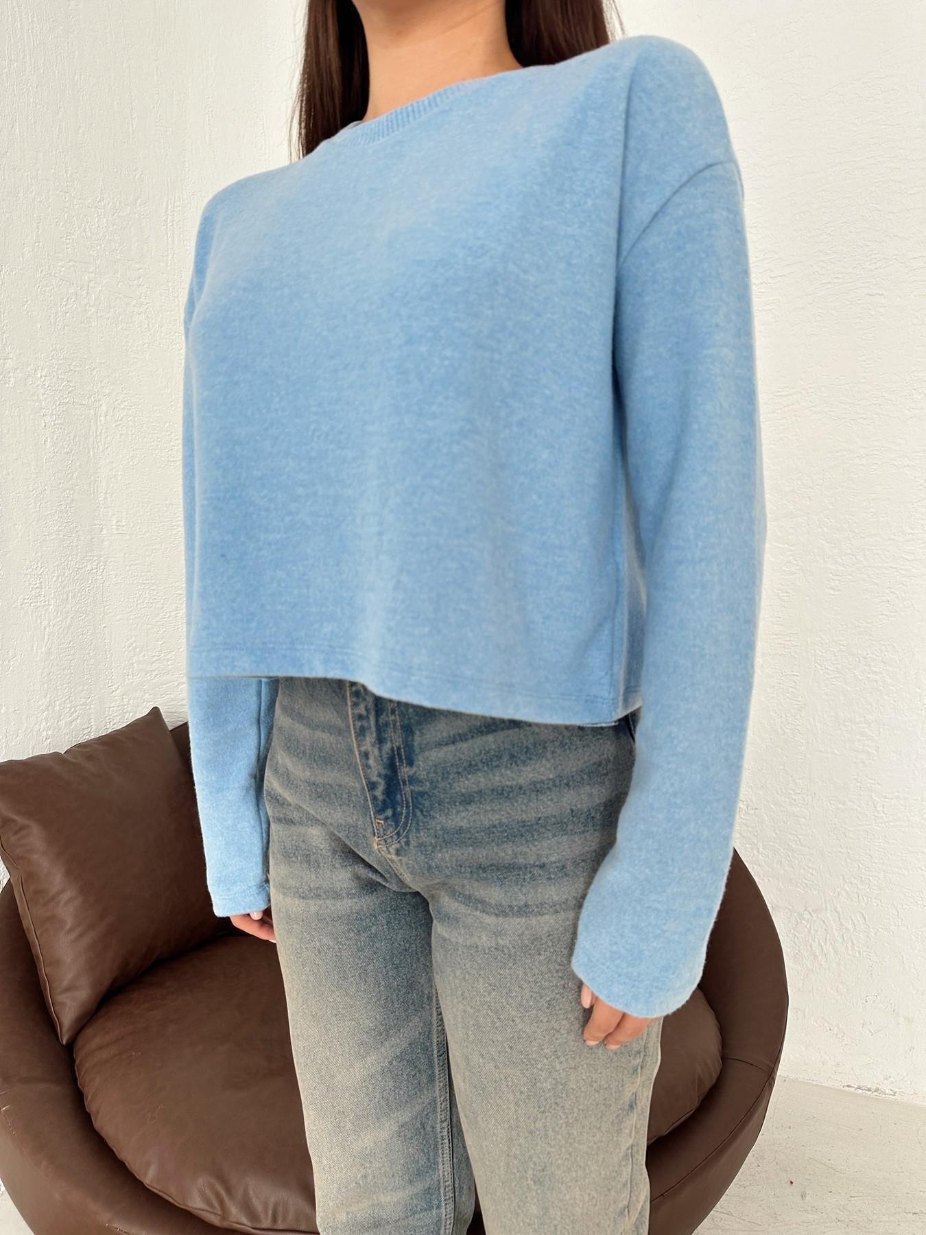 Bisiklet Yaka Yumoş Crop Triko MAVİ