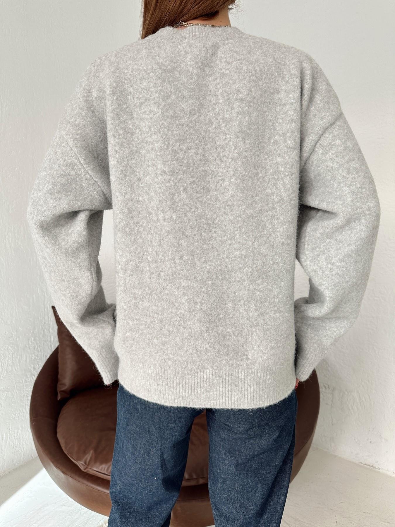 Bisiklet Yaka Yumoş Kazak GRİ