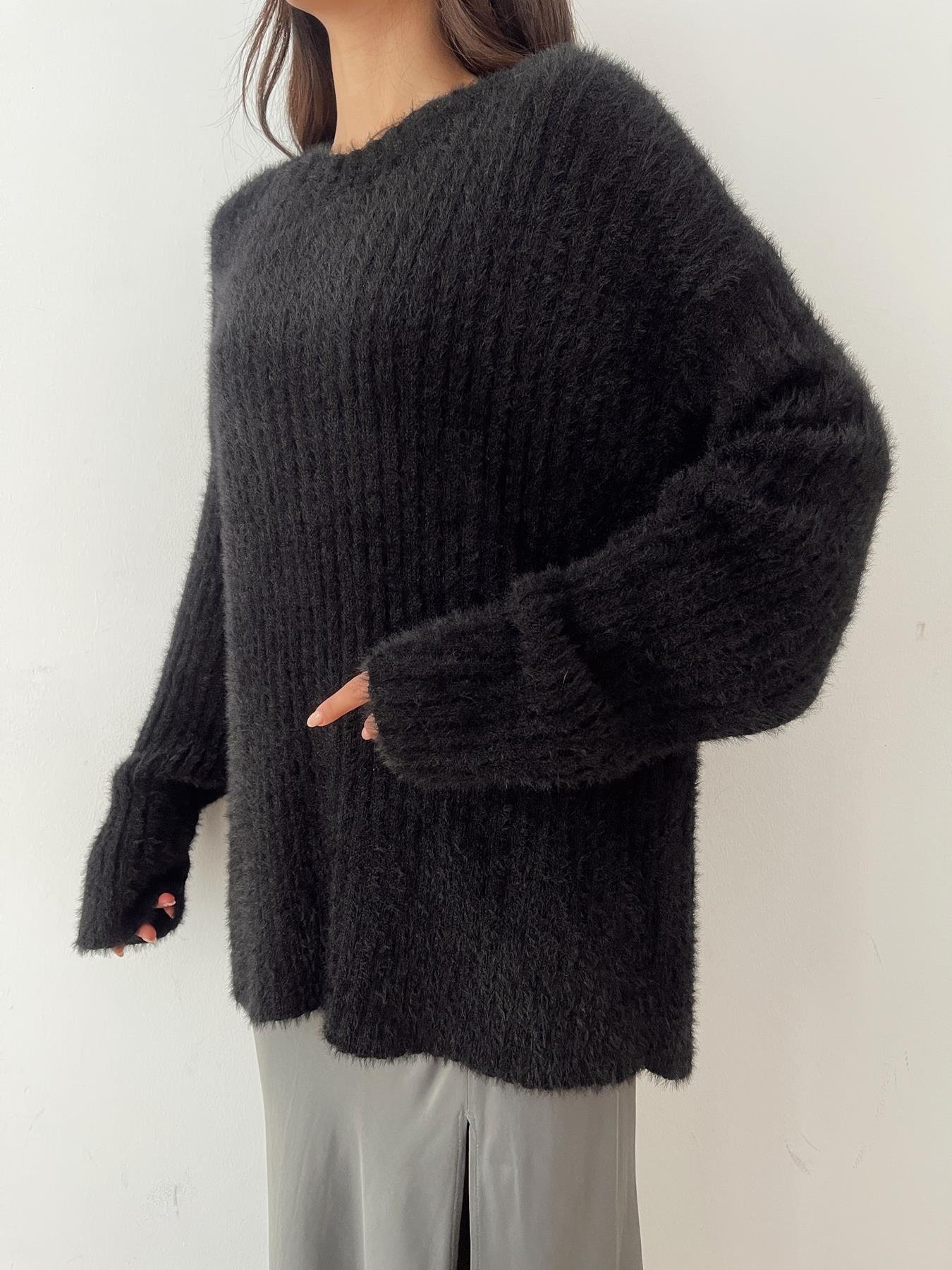 Bisiklet Yaka Yumoş Kazak SİYAH