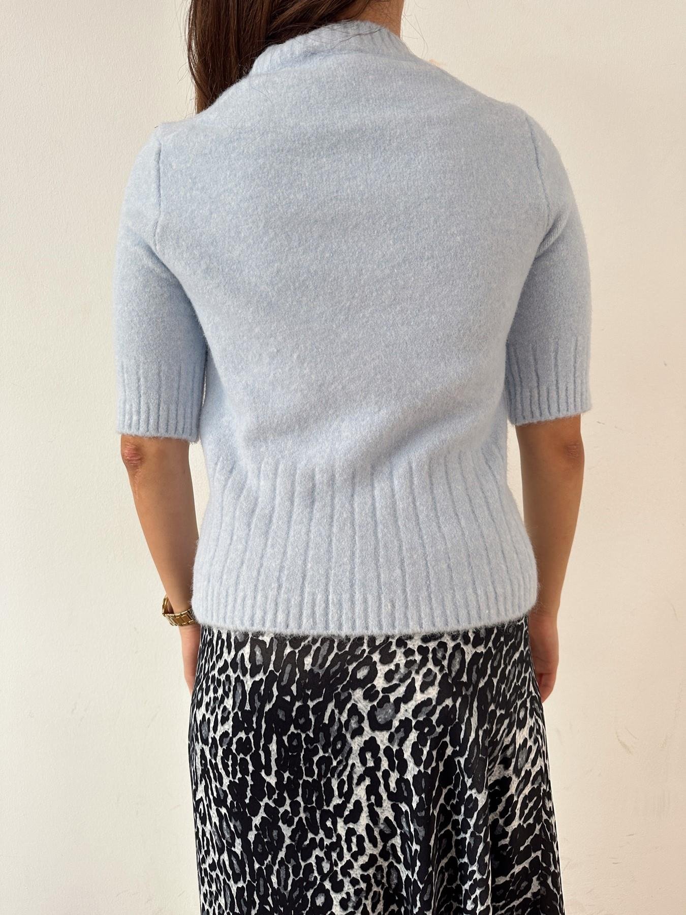 Bisiklet Yaka Yumoş Kısa Kol Triko MAVİ