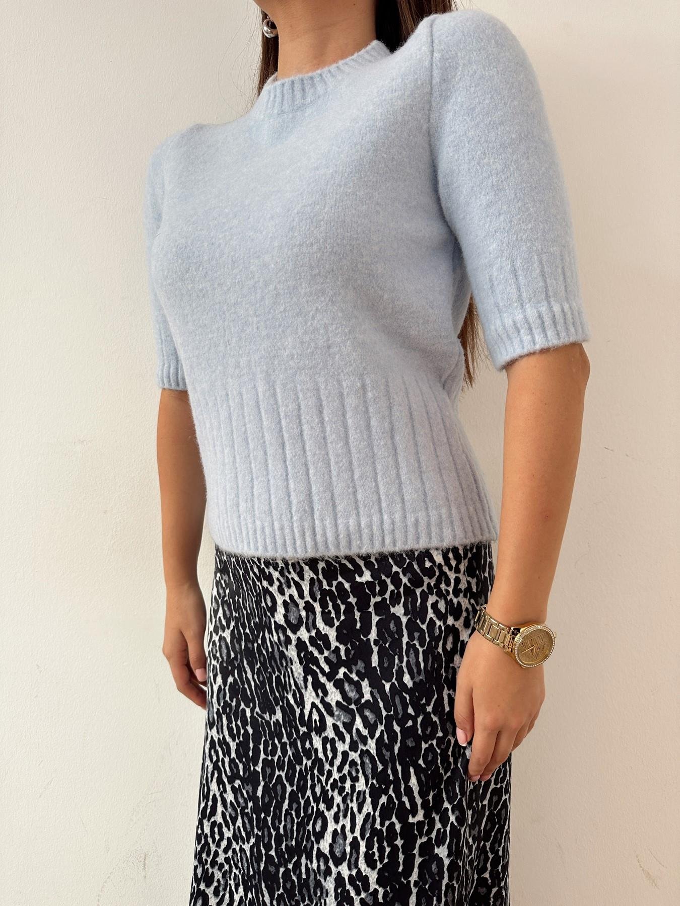 Bisiklet Yaka Yumoş Kısa Kol Triko MAVİ