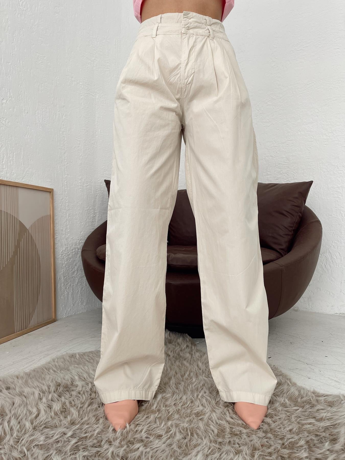 Bol Paça Çift Kemerli Paraşüt Pantolon TAŞ