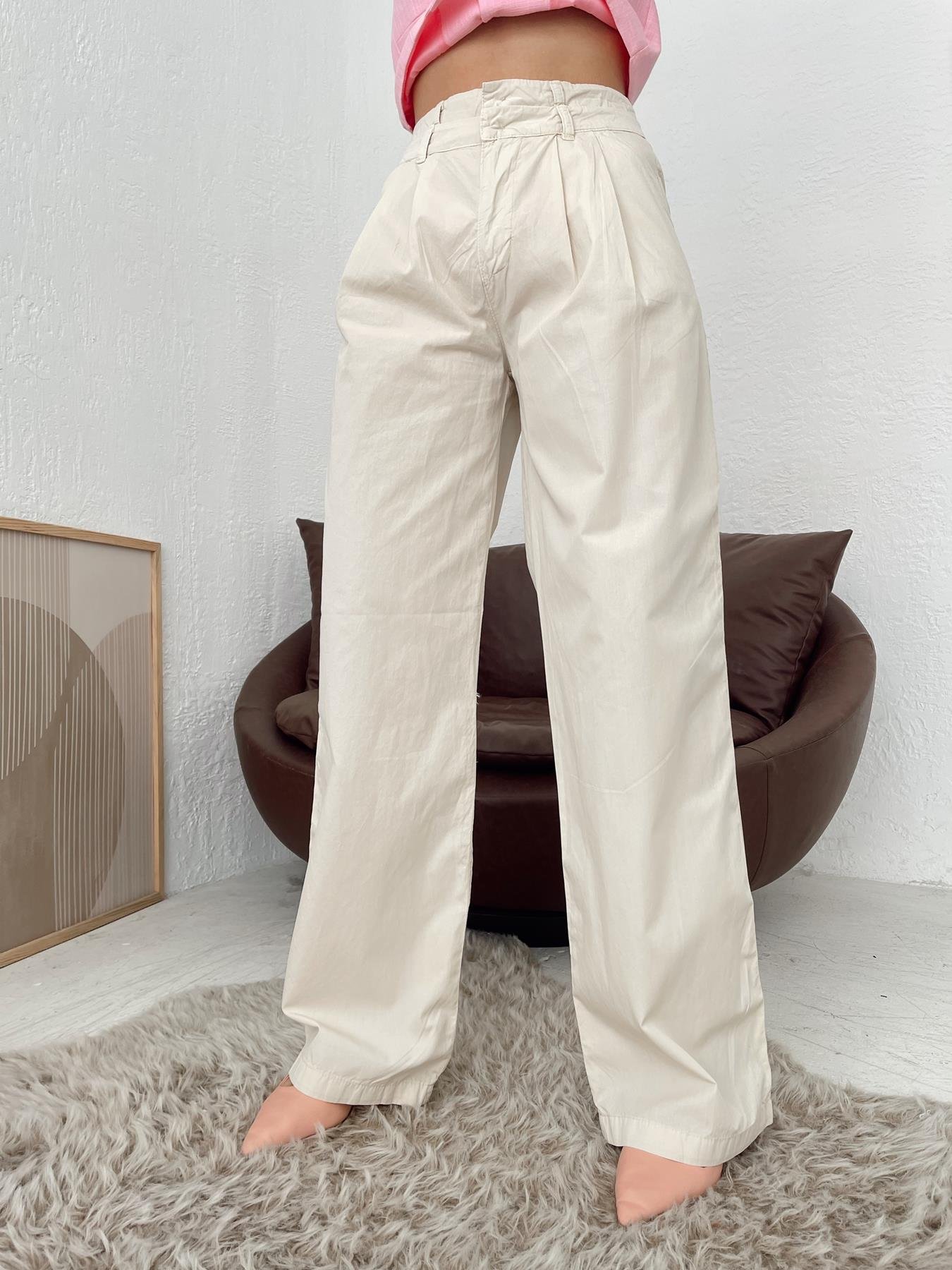 Bol Paça Çift Kemerli Paraşüt Pantolon TAŞ