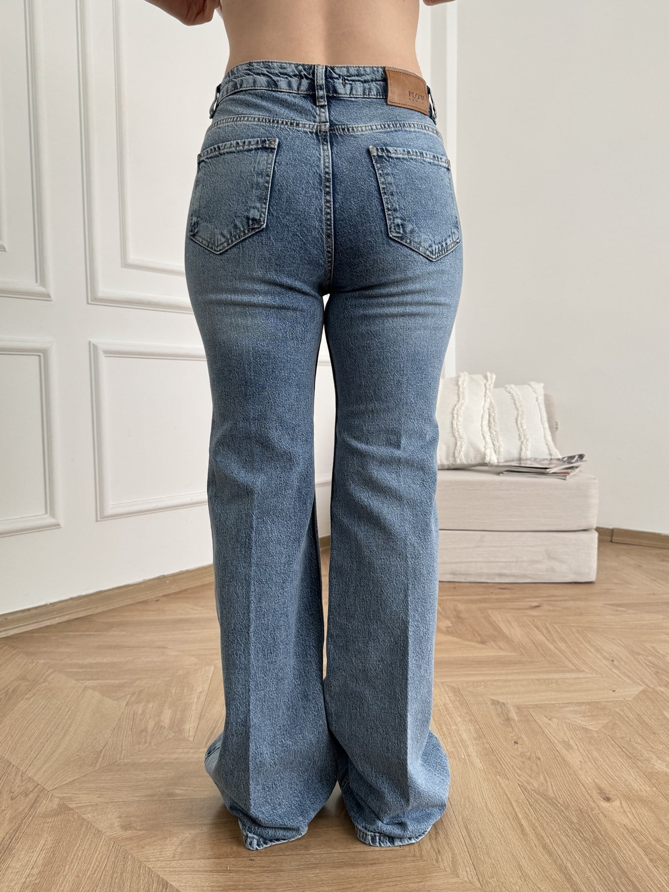 Bol Paça Kot Pantolon Açık mavi