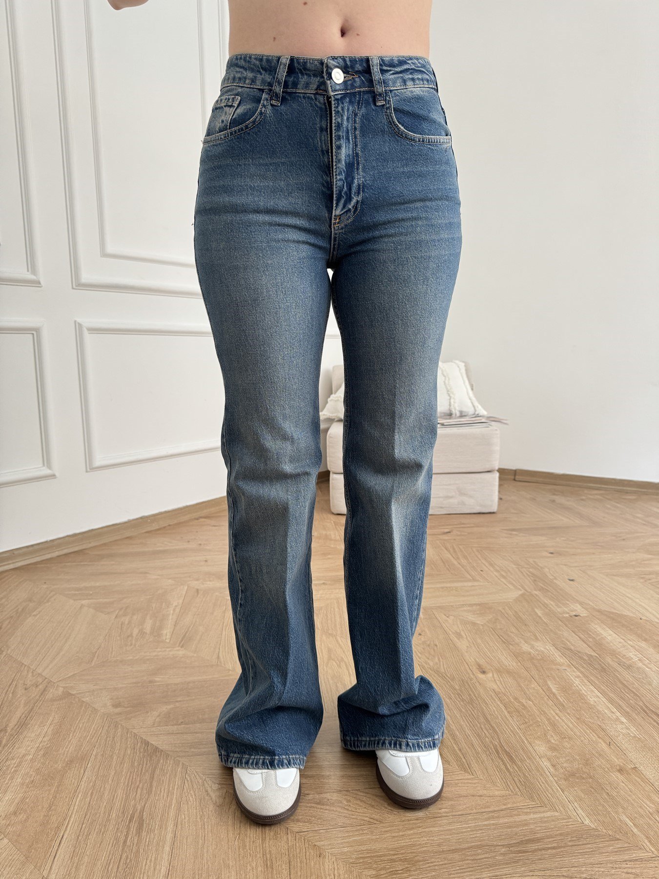 Bol Paça Kot Pantolon Mavi
