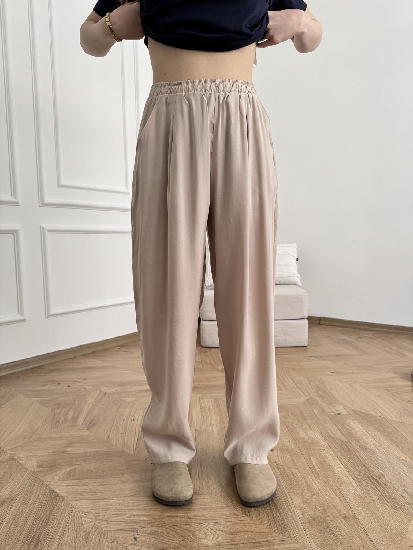 Bol Paça Pantolon Taş