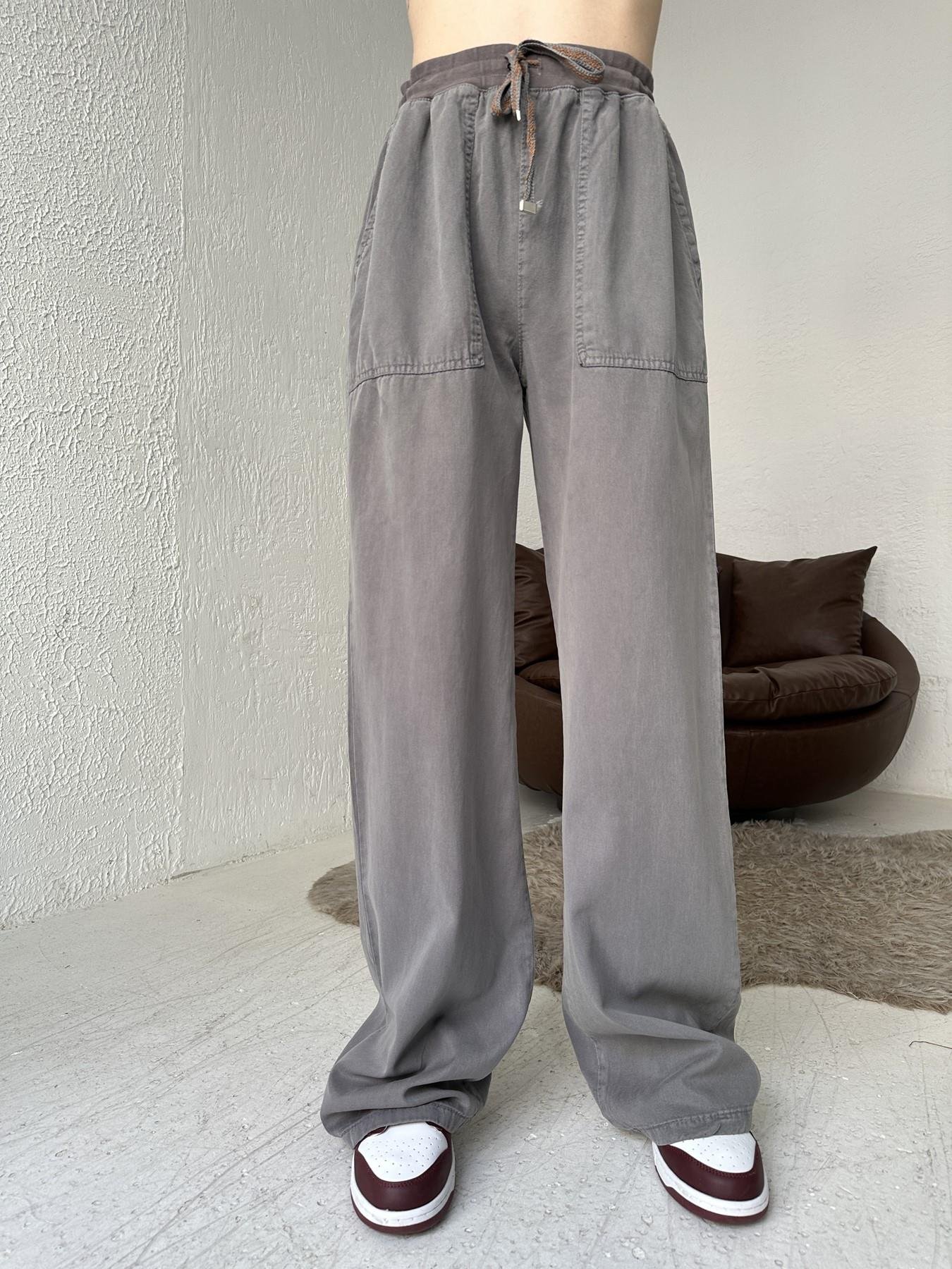 Bol Paça Tencel Pantolon GRİ