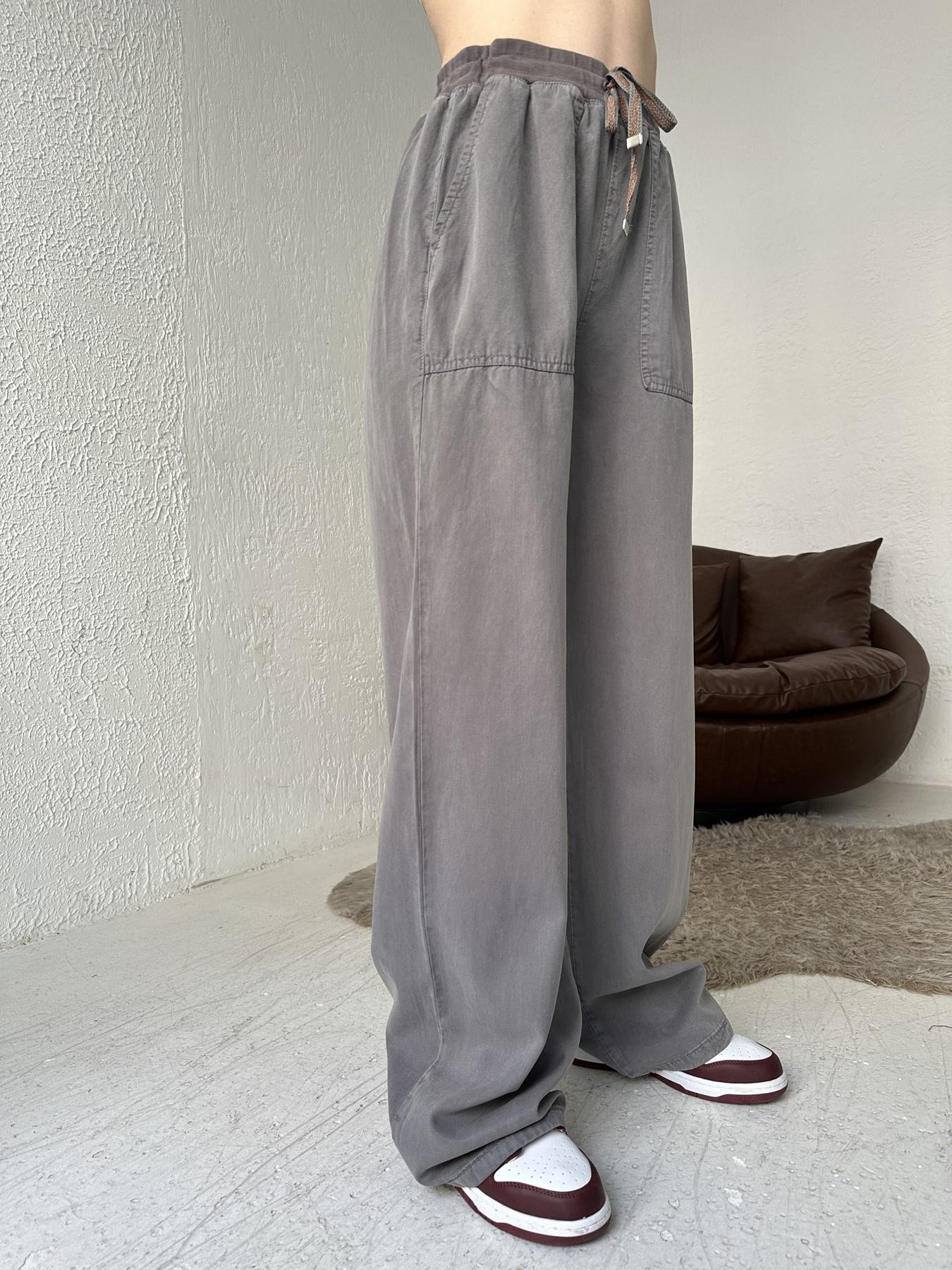 Bol Paça Tencel Pantolon GRİ