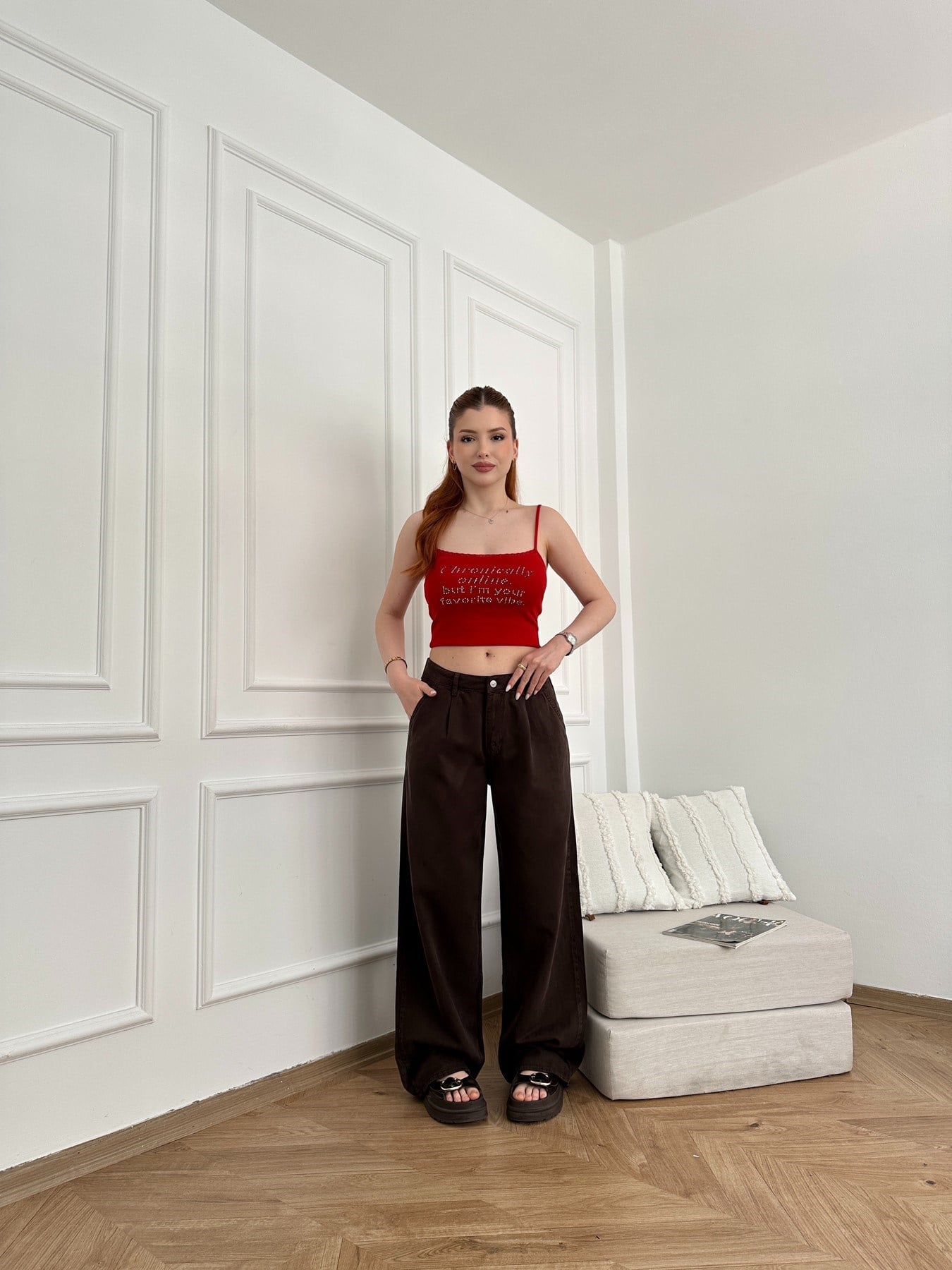 Bol Paça Tencel Pantolon Kahve
