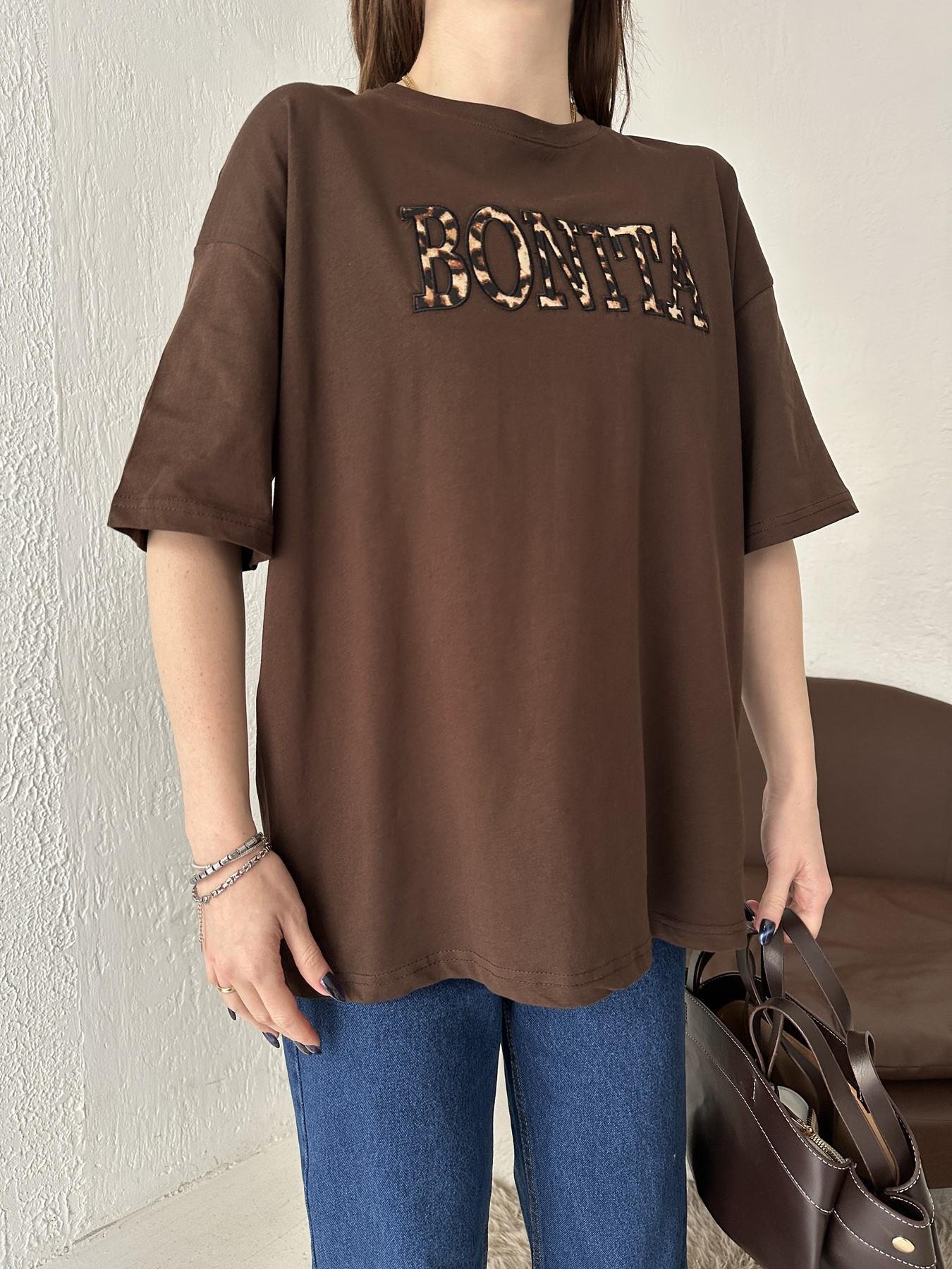 Bonıta Nakışlı Tişört KAHVE