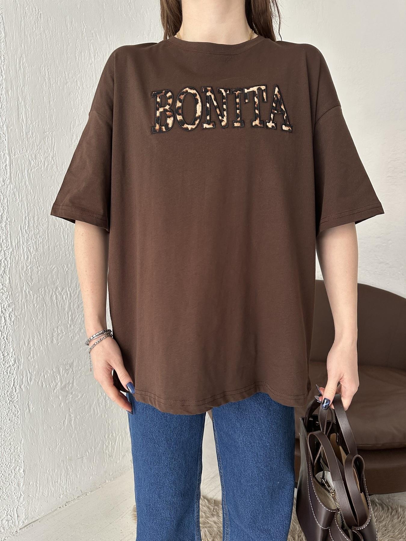 Bonıta Nakışlı Tişört KAHVE