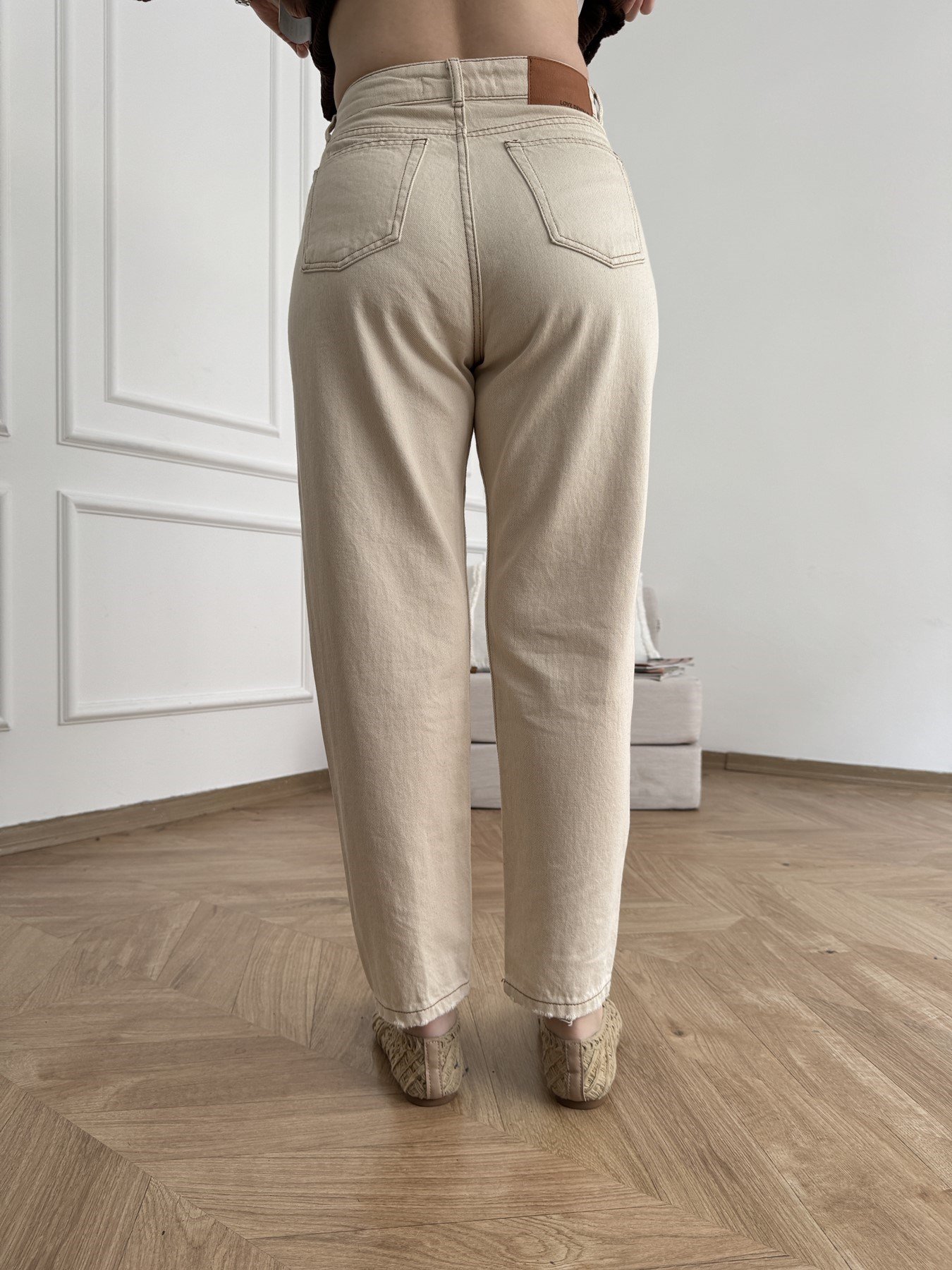 Boru Paça Gabardin Pantolon Krem