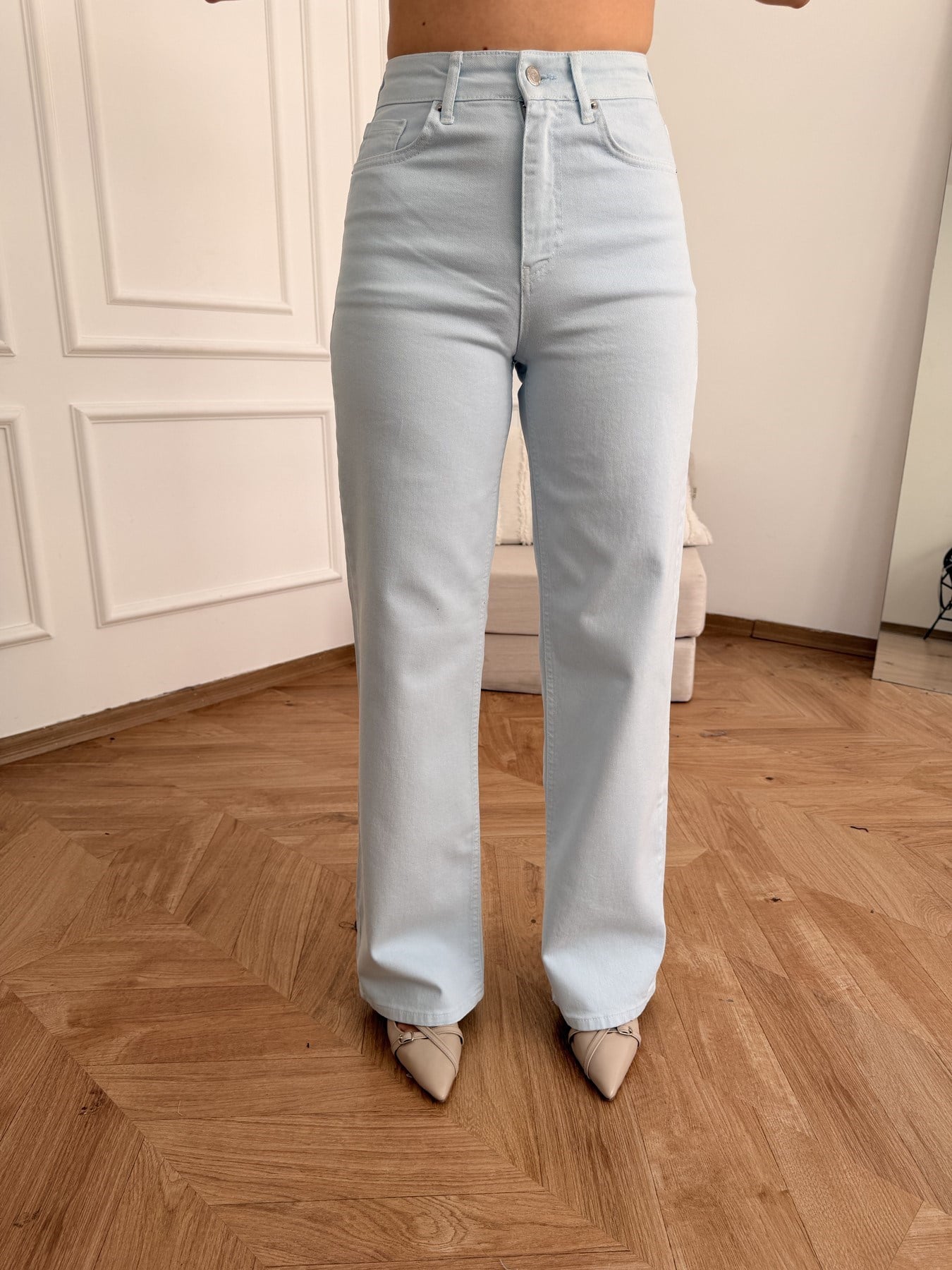 Boru Paça Kemerli Jean Bebe mavi