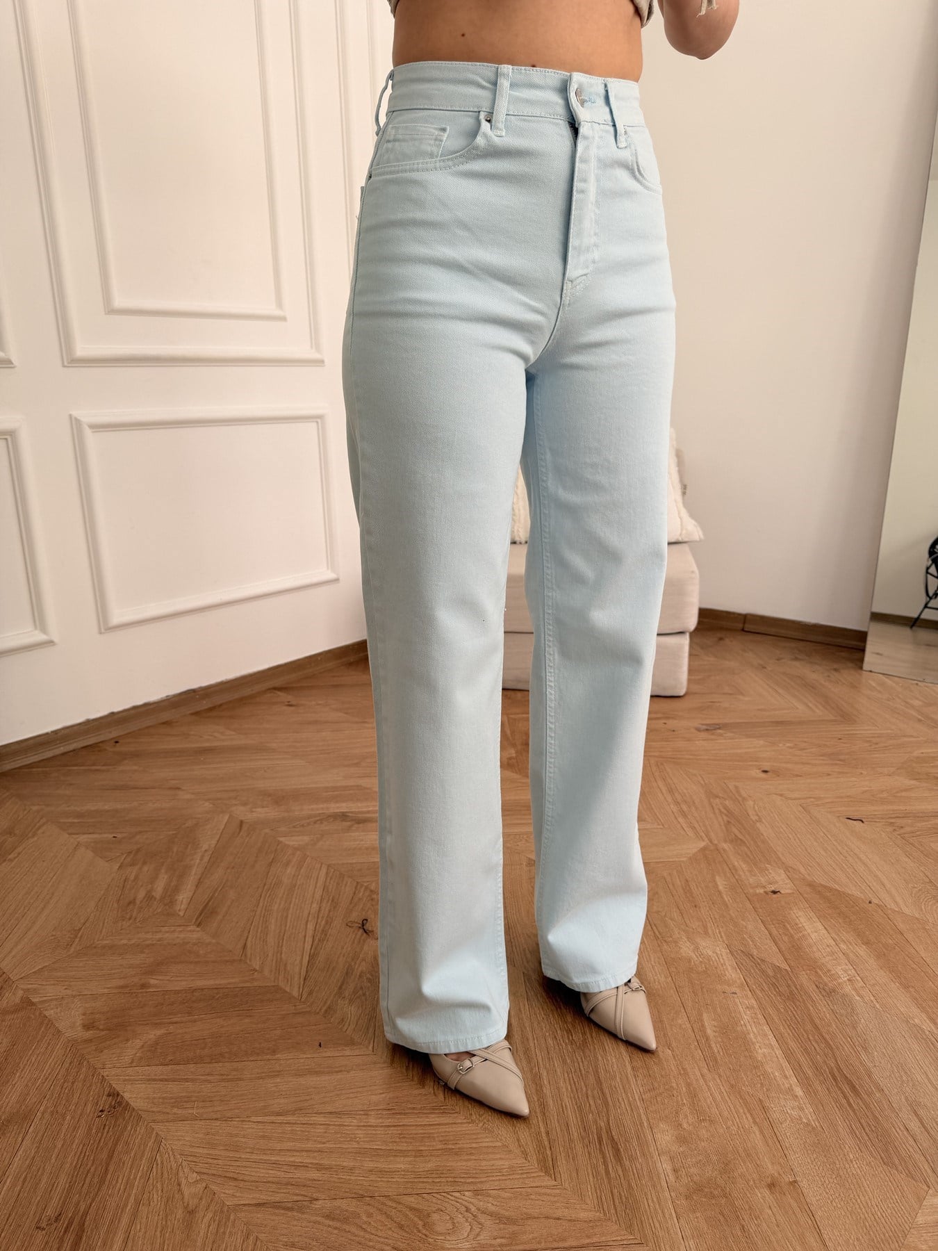 Boru Paça Kemerli Jean Bebe mavi