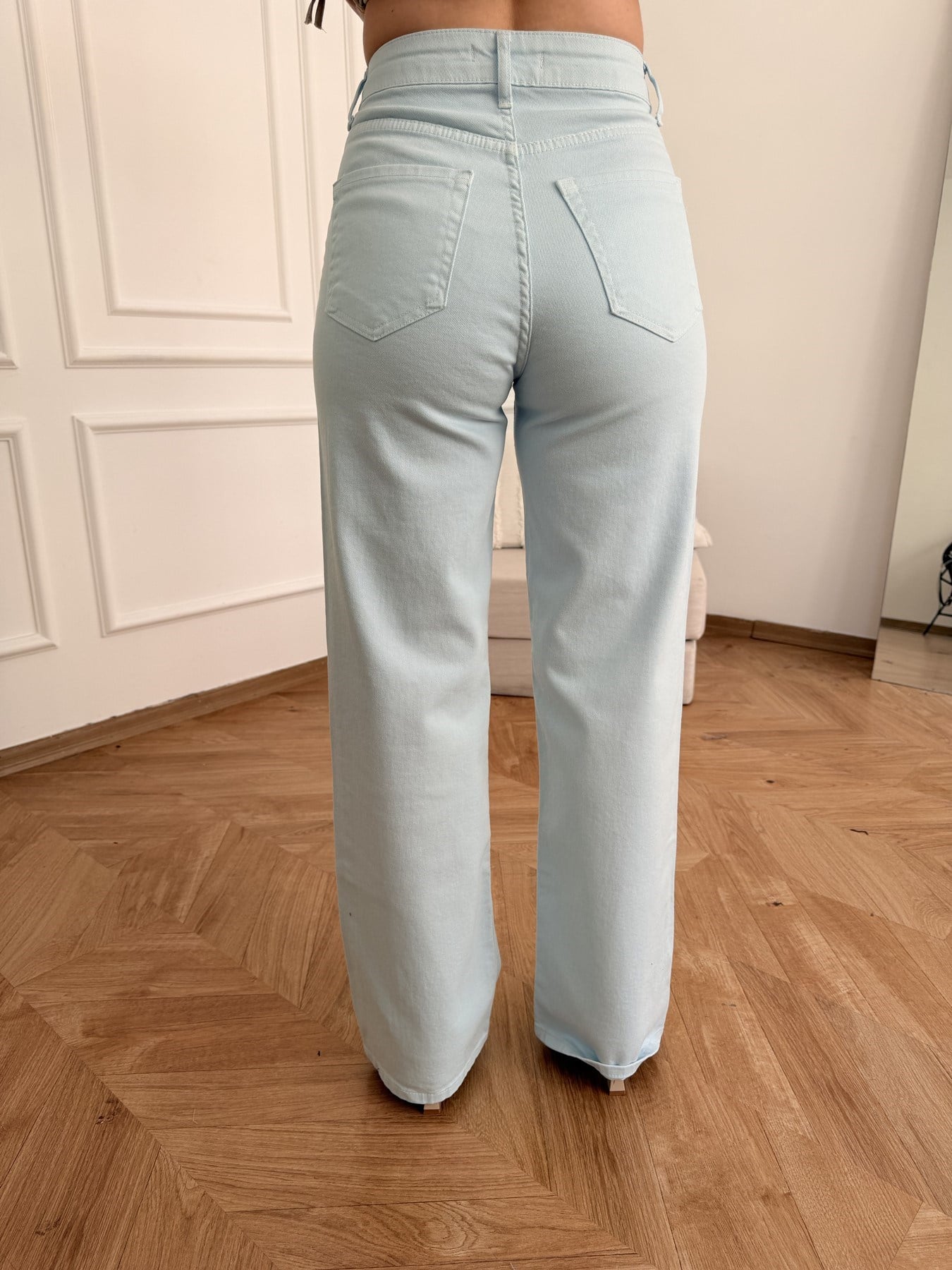Boru Paça Kemerli Jean Bebe mavi