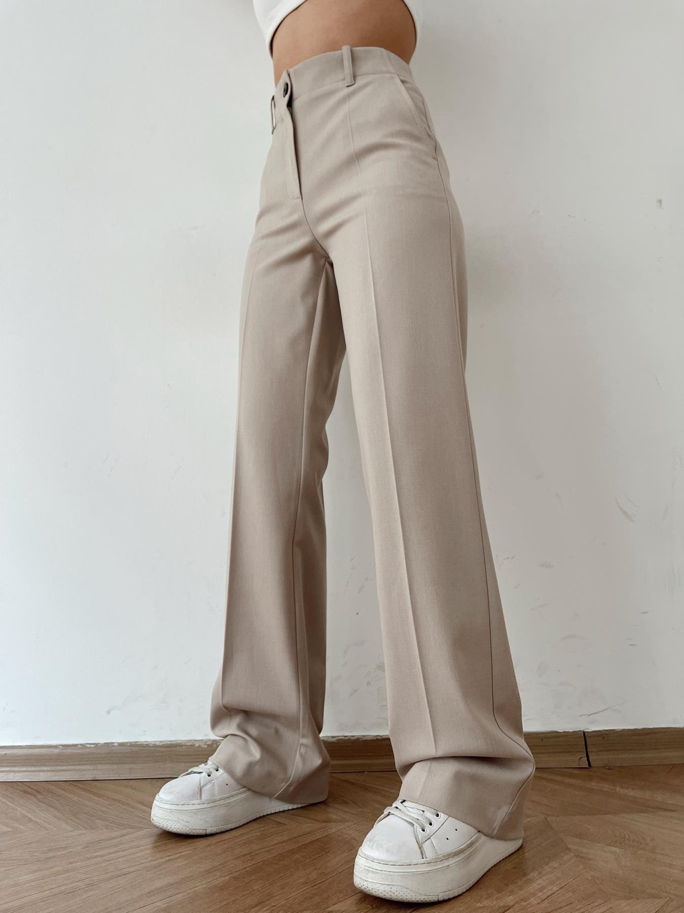 Boru Paça Kumaş Pantolon TAŞ