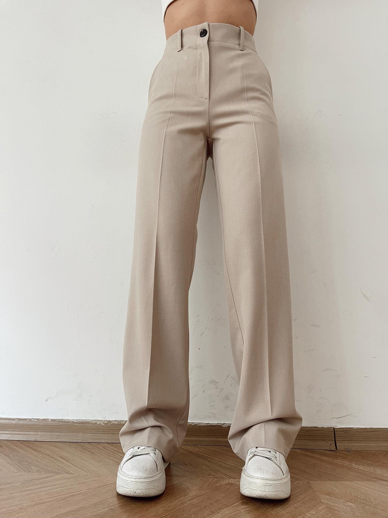 Boru Paça Kumaş Pantolon TAŞ