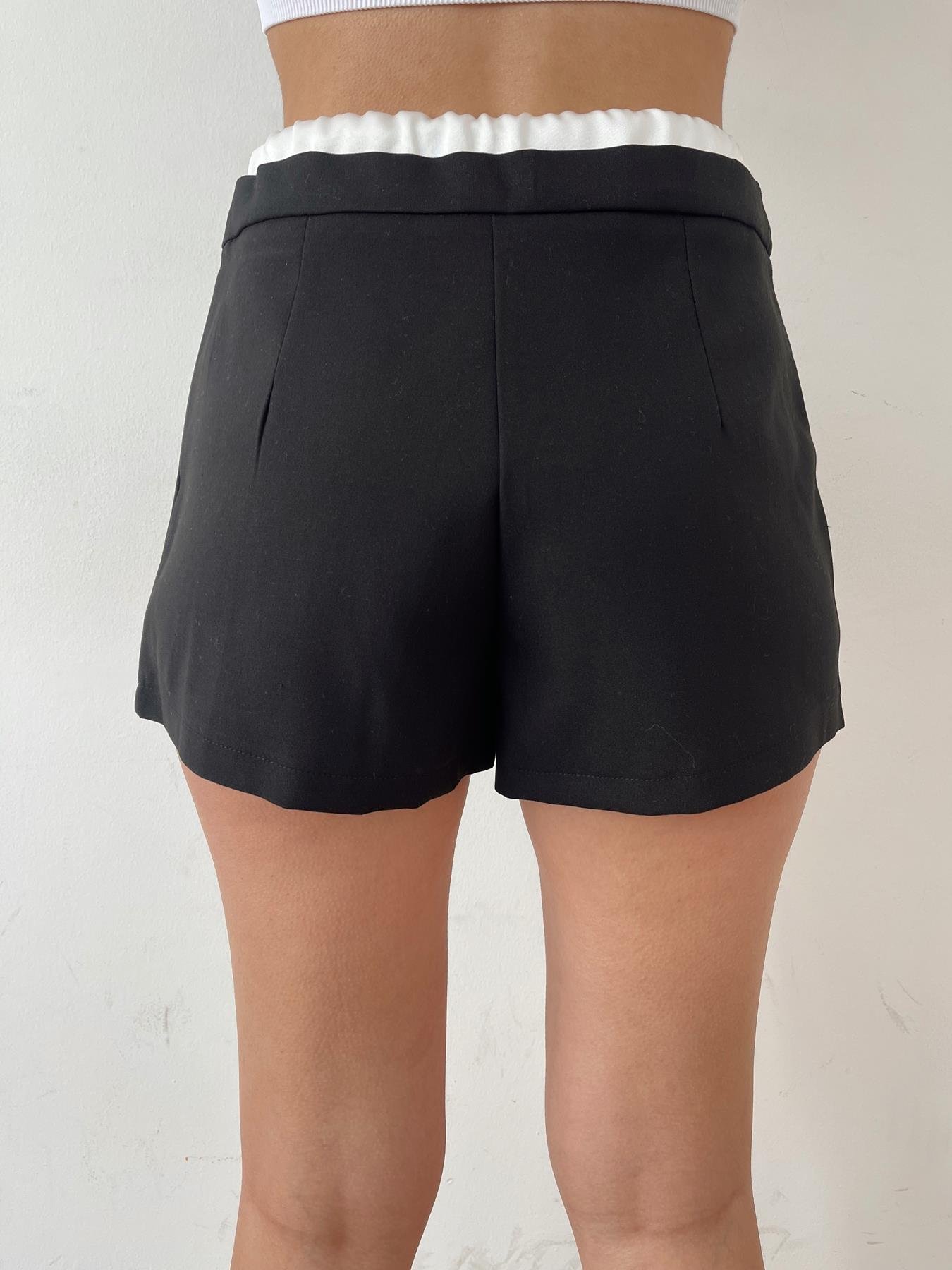 Boxer Detaylı Şort Etek SİYAH