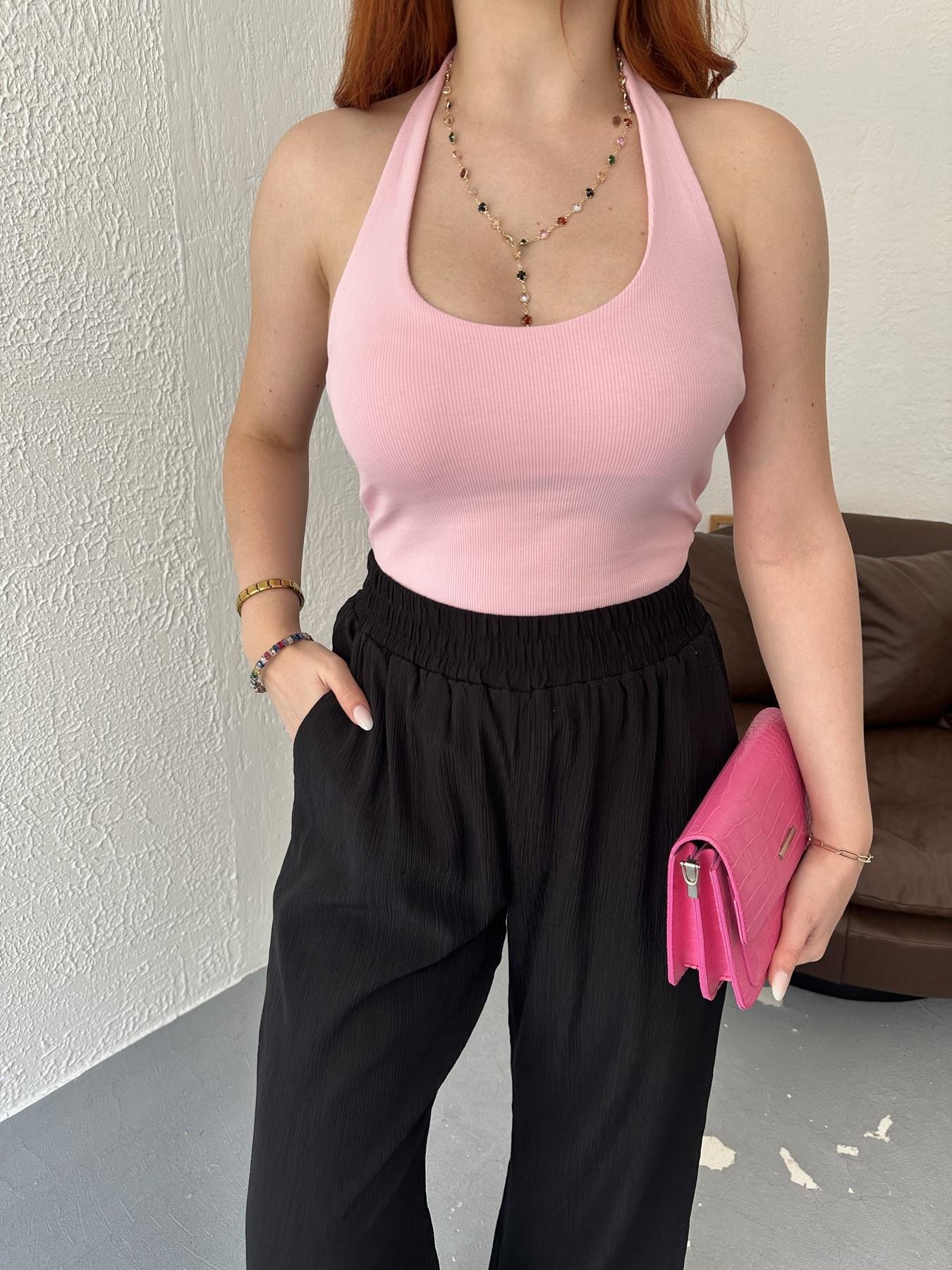 Boyundan Geçmeli Atlet Toz pembe