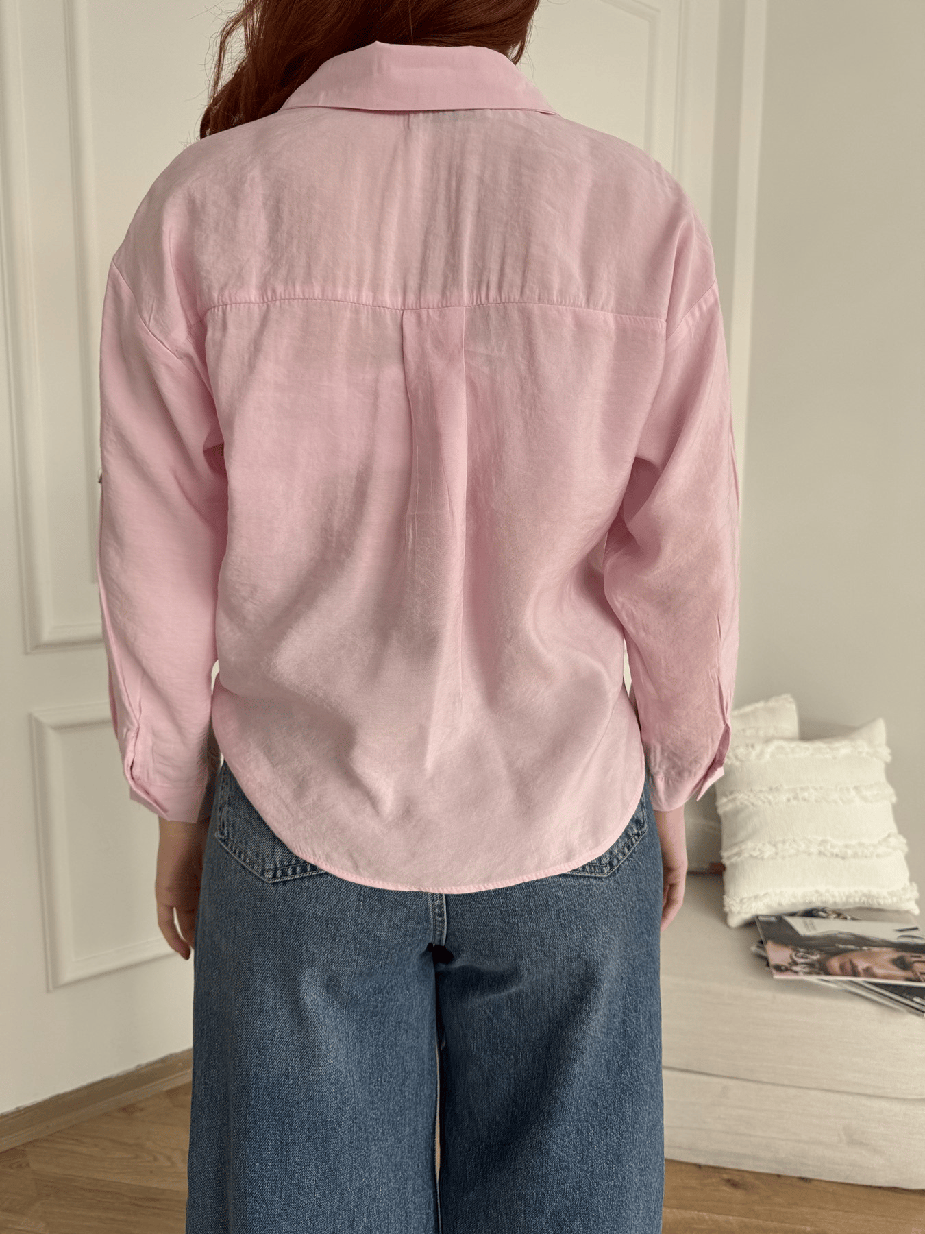 Burgulu Crop Gömlek Pembe