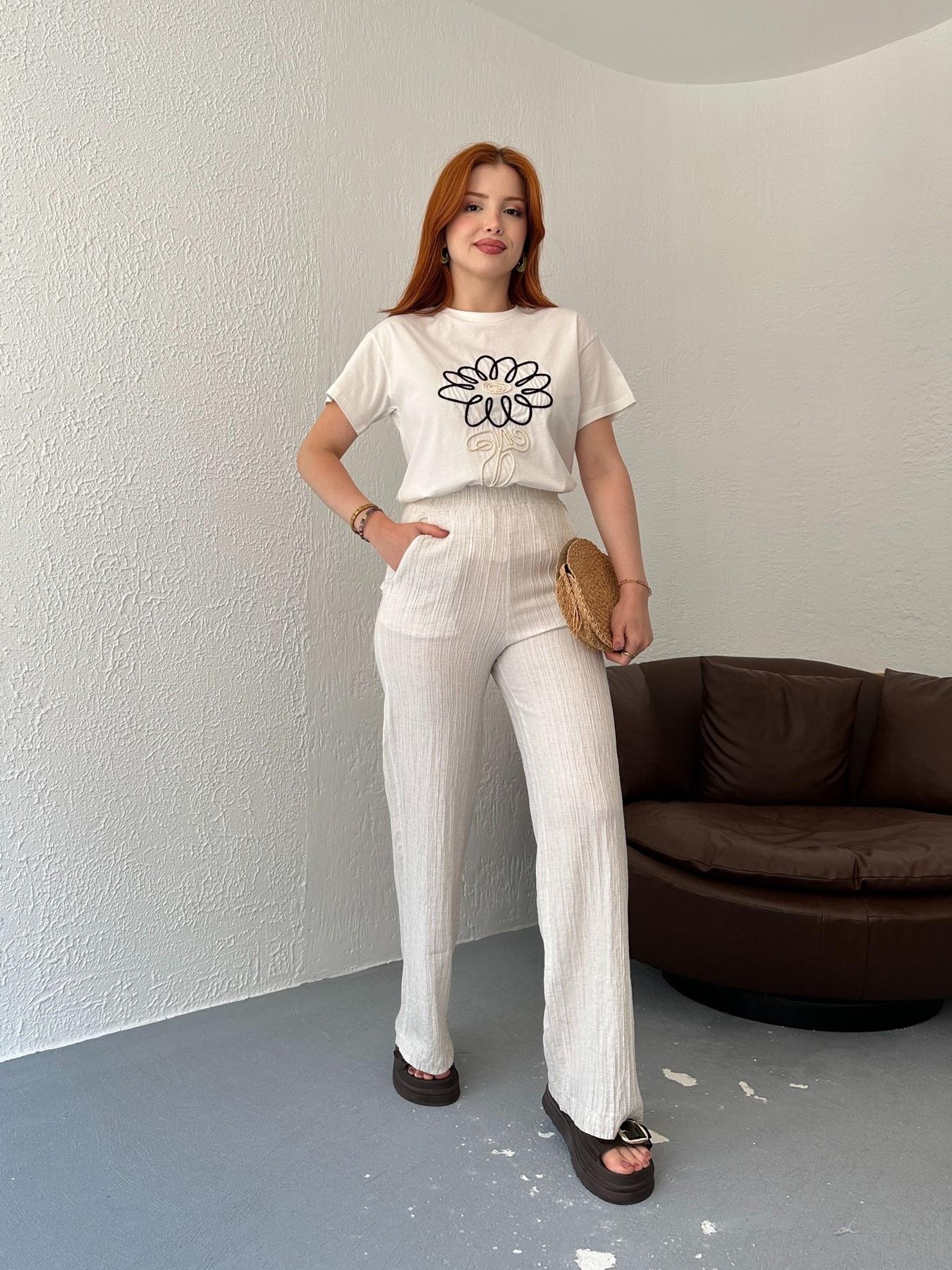 Bürümcük Kırçıllı Relax Pantolon Naturel