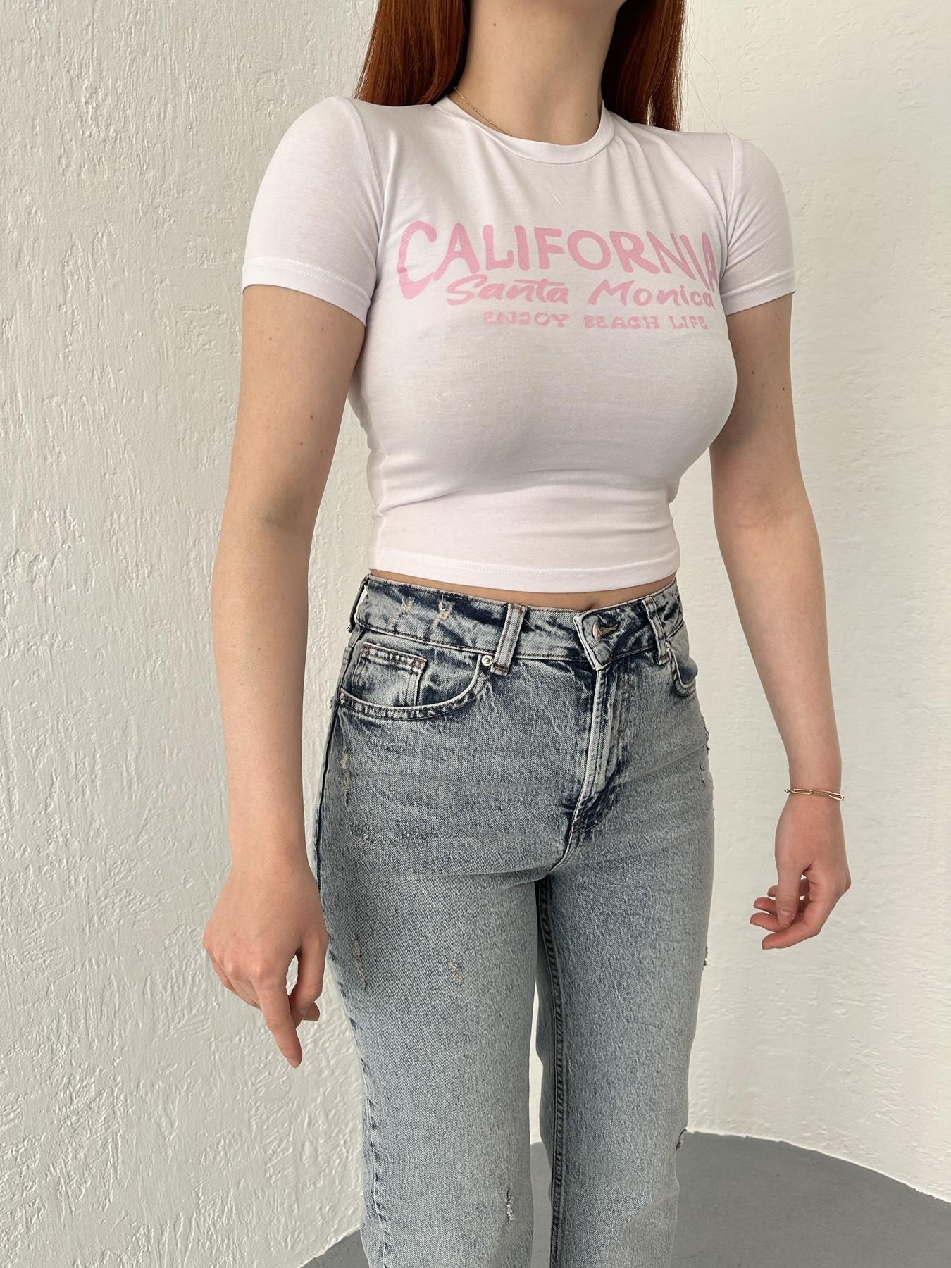 Calıfornıa Baskılı Crop Tişört Beyaz
