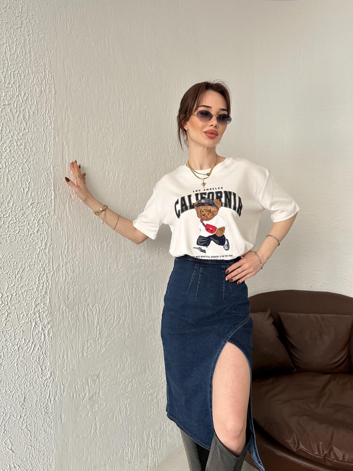 California Baskılı Tişört BEYAZ