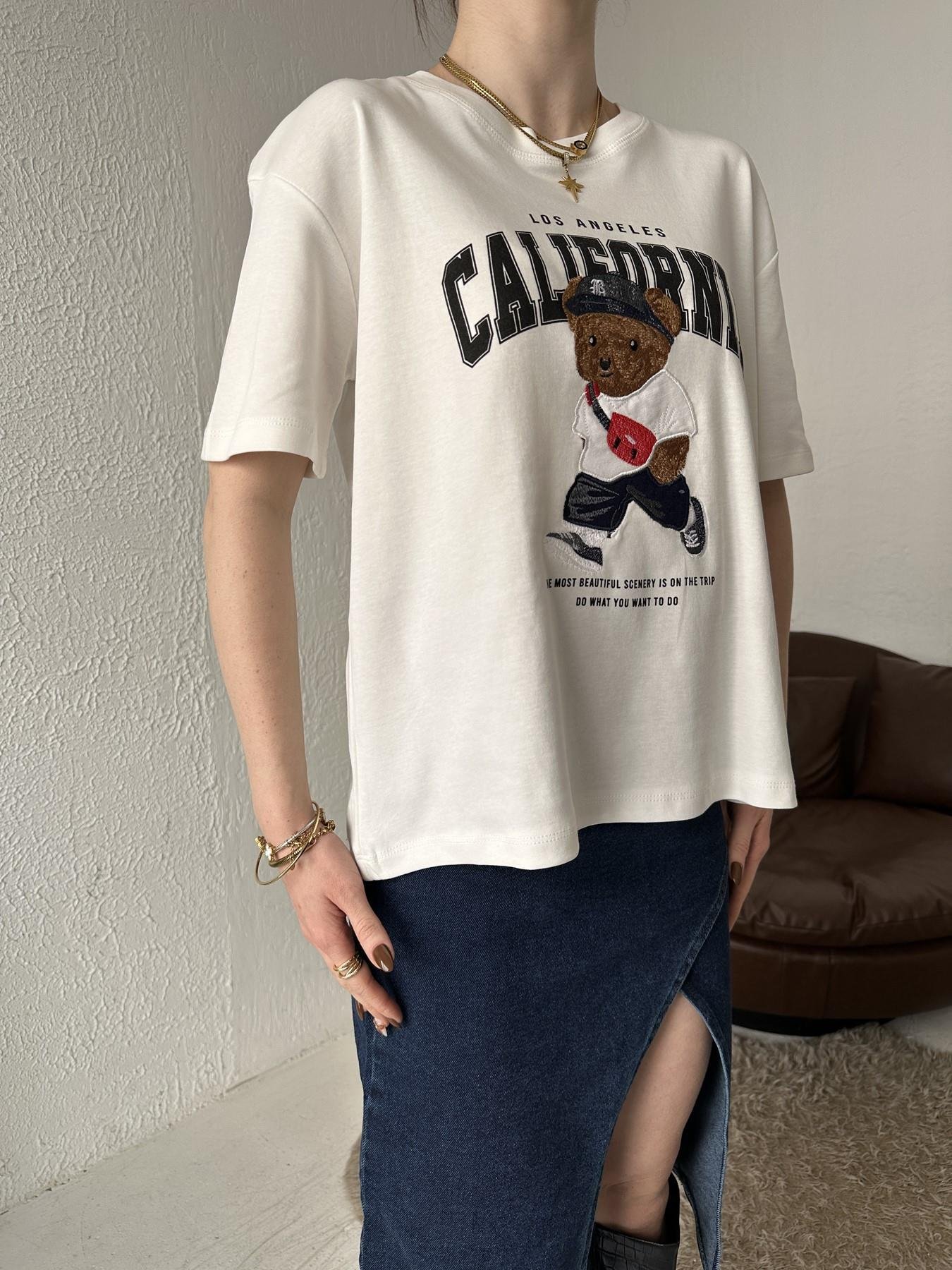 California Baskılı Tişört BEYAZ